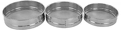 Premium Stainless Steel Flour Sieve Set - 3-Piece (Large, Medium, Small) for Baking, Cooking & Sifting - Gold Star Design - Perfect for Home Kitchens & Bakeries