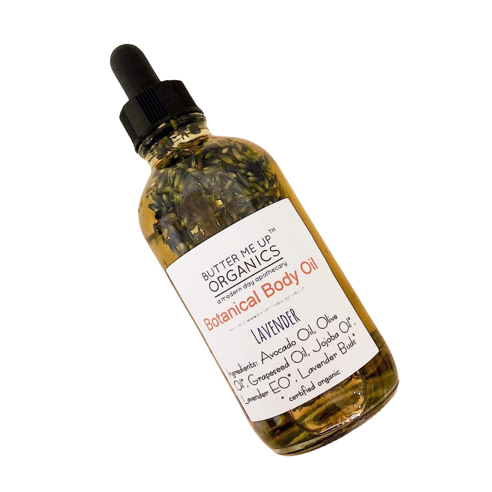 Organic Lavender Botanical Body Oil - Hydrating Moisturizer for Dry Skin | BOTANICAL COLLECTION by Butter Me Up Organics | Perfect for Massage, Aromatherapy & Nighttime Skincare Routine