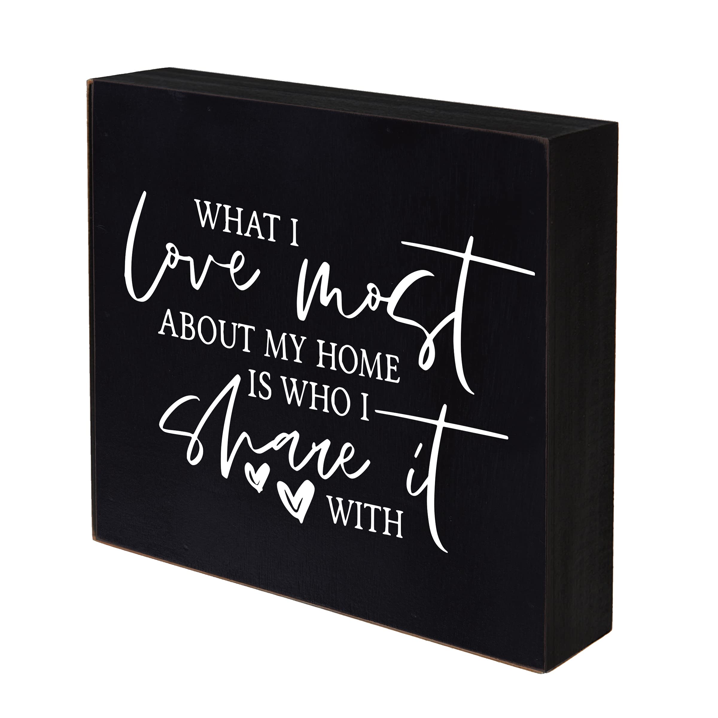 LifeSong Milestones Custom Inspirational Wooden Wall Art - 6x6 Shadow Box Hanging Decor with Modern Quotes - Perfect for Home, Office & Gift Giving (Hearts Design, Black)