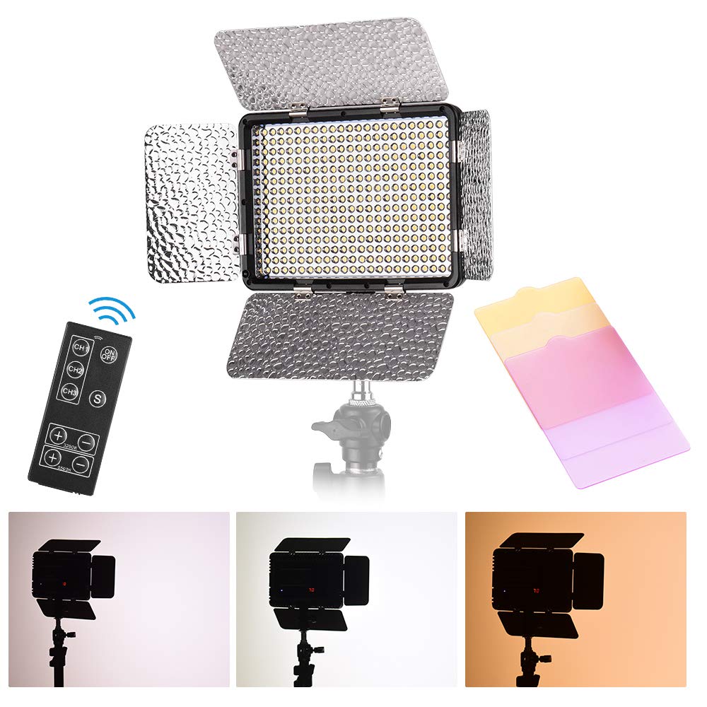 MK LED Video Light Panel - 5500K Adjustable Brightness Photography Lamp with 3 Color Filters for Canon Nikon Sony DSLR Cameras - Perfect for YouTube Videos, Live Streaming & Studio Photography