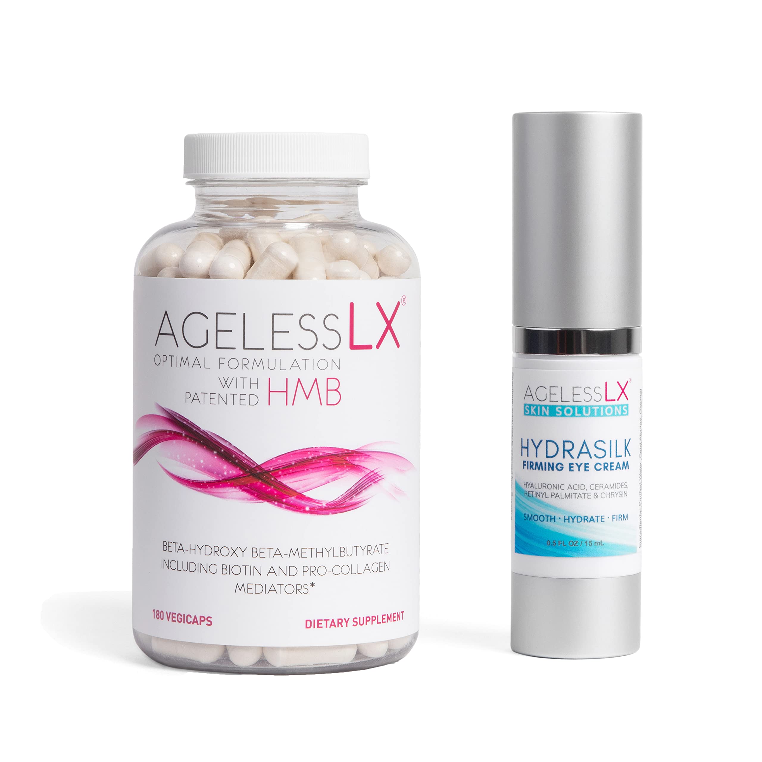Best HMB Supplement Capsules for Women with Hydrasilk Eye Cream - Anti-Aging & Muscle Support Bundle for Fitness & Skincare Routine