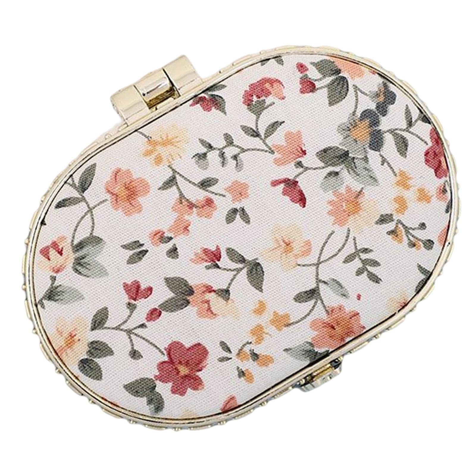 Luxury Travel Makeup Mirror - Floral Printed Folding Oval Mirror for Purse, Handbag & Cosmetic Bag | Perfect for Travel, Home Vanity & On-the-Go Touch Ups