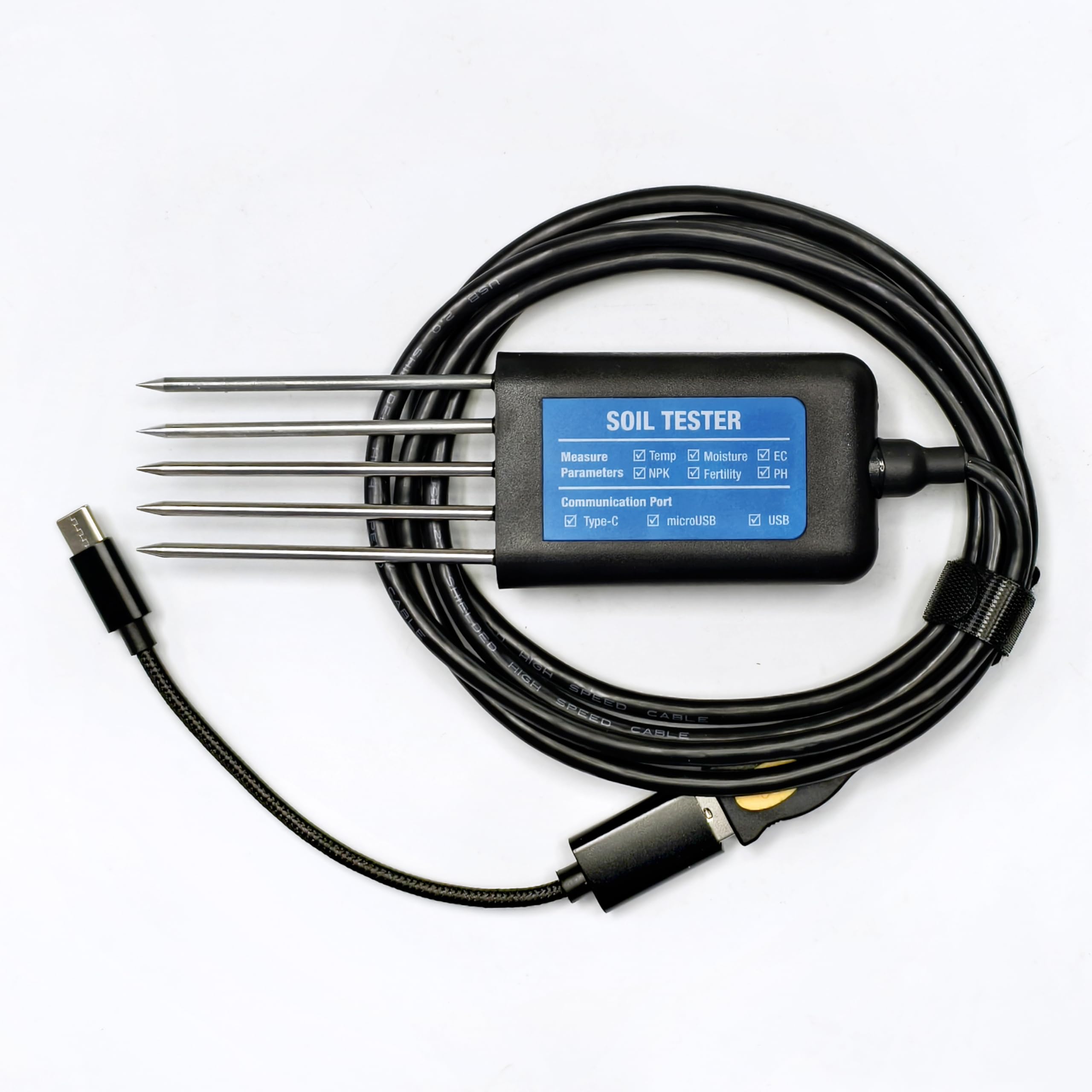 8-in-1 Portable Soil Tester - Measures Temperature, Moisture, EC, pH & NPK Levels | USB Type-C Rechargeable | Free Android App Included | Perfect for Gardening, Farming & Indoor Plant Care