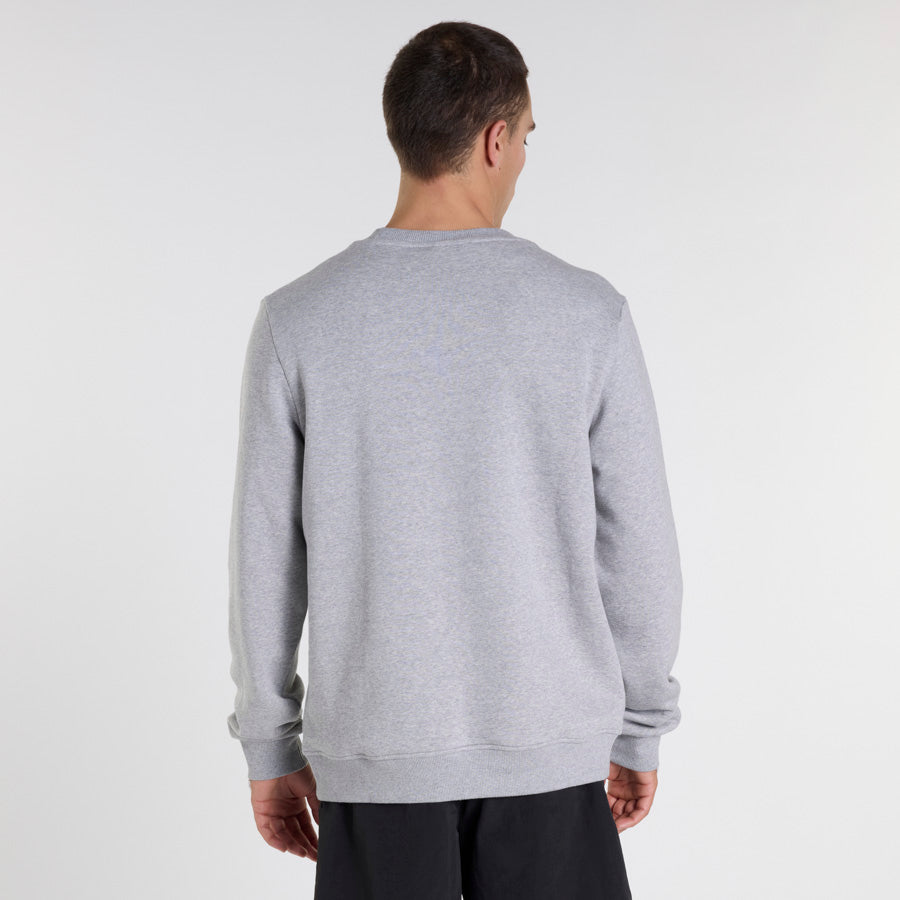 Ri Small Logo Fleece Crew Sweatshirt - Grey Heather/Vector Red - Cozy Casual Wear for Men, Perfect for Outdoor Activities & Lounge Comfort