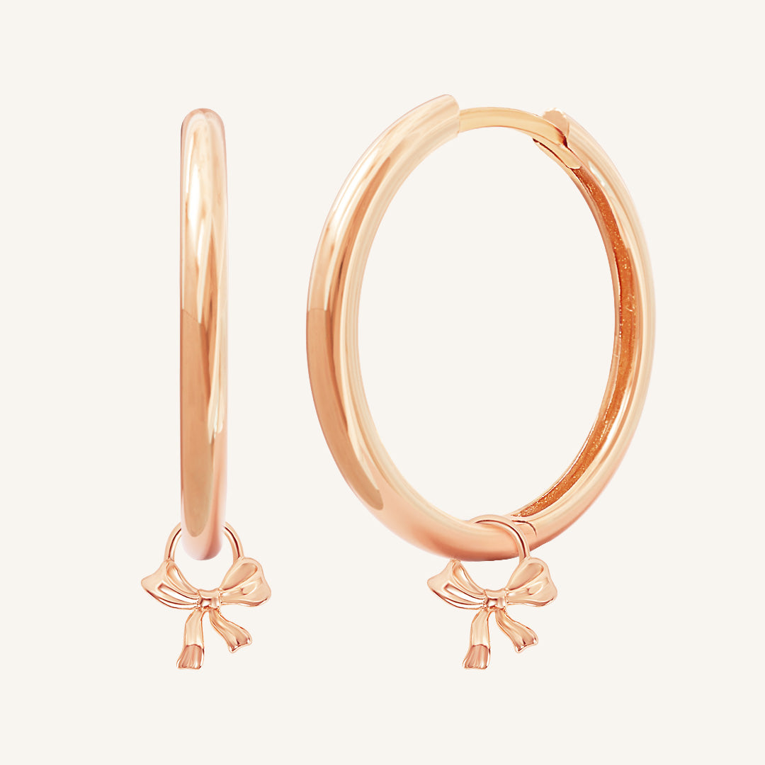Fusion Bow Plain Charm Hoops - Elegant Dainty Earrings for Women, Minimalist Jewelry Gift for Her - Perfect for Everyday Wear, Parties & Special Occasions