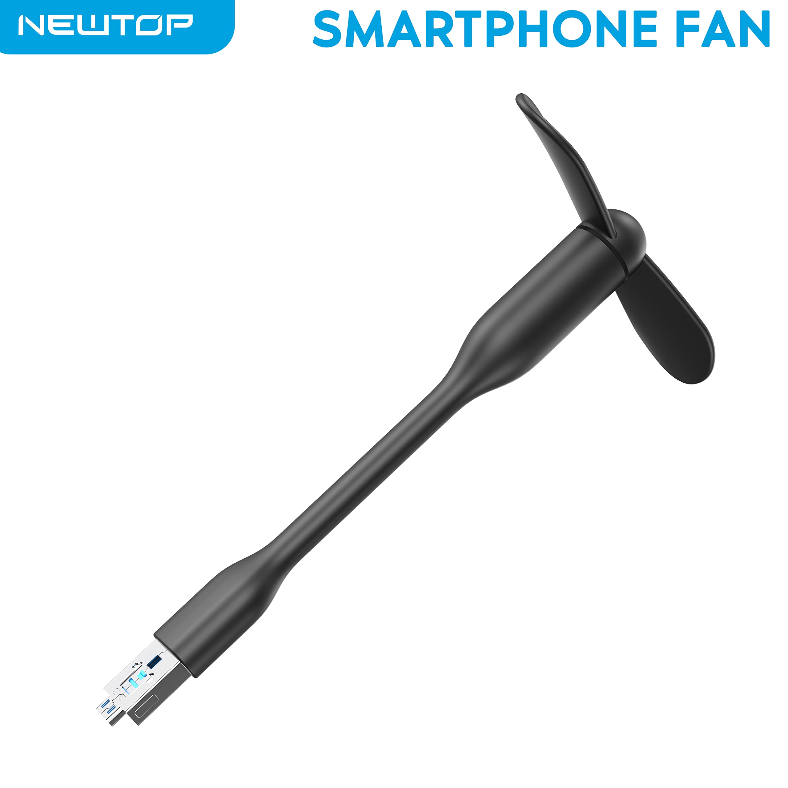 NEWTOP Mini USB & OTG Pocket Fan - Portable Adjustable Flexible Cooling Fan for Smartphone, Laptop, Travel - Ideal for Office, Home, Outdoor & Car Use - Stay Cool While Working, Gaming or Traveling