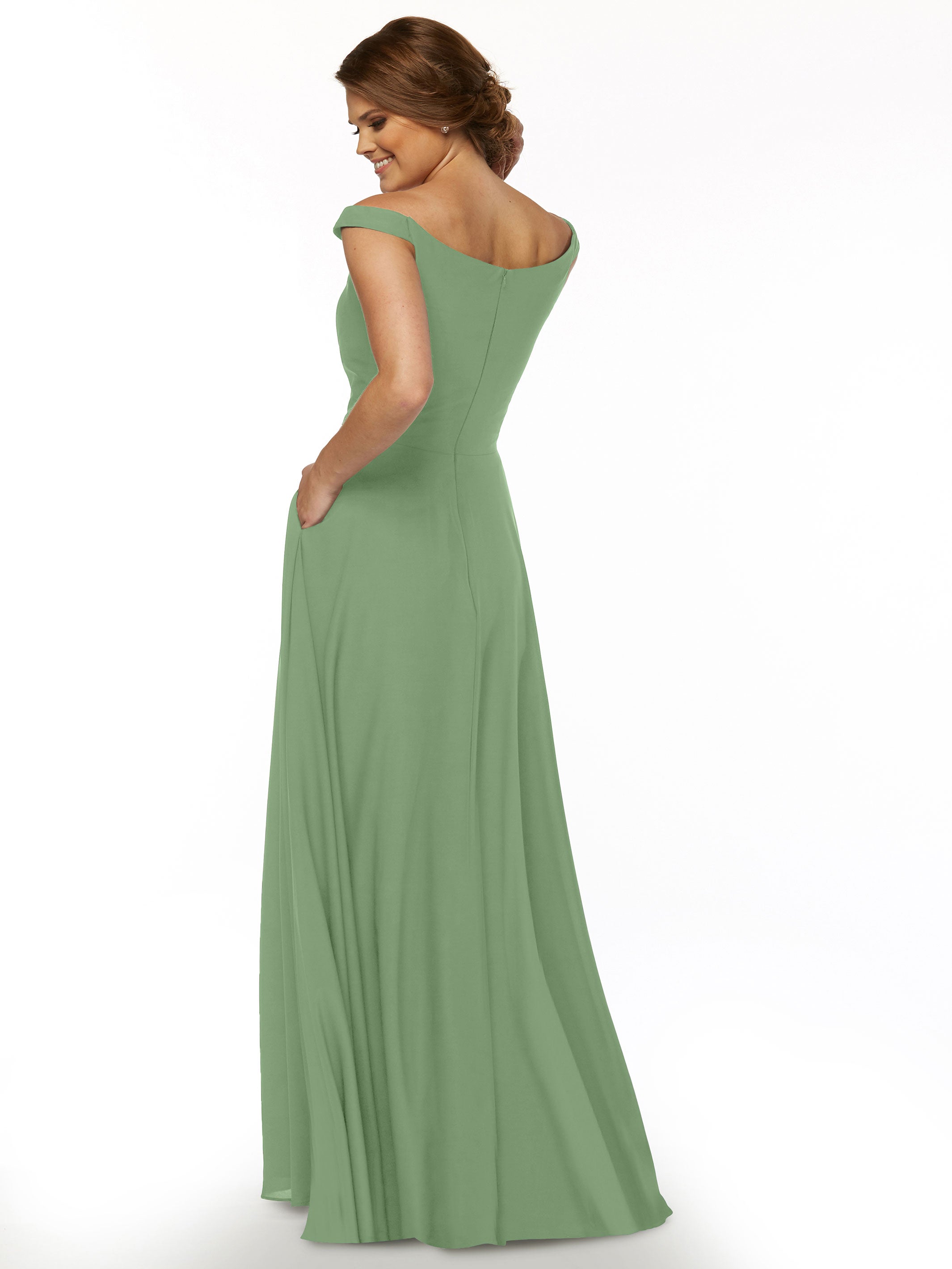 83005 Off The Shoulder Stretch Chiffon A-Line Bridesmaid Dress - Elegant Wedding Party Gown for Formal Occasions, Prom & Special Events