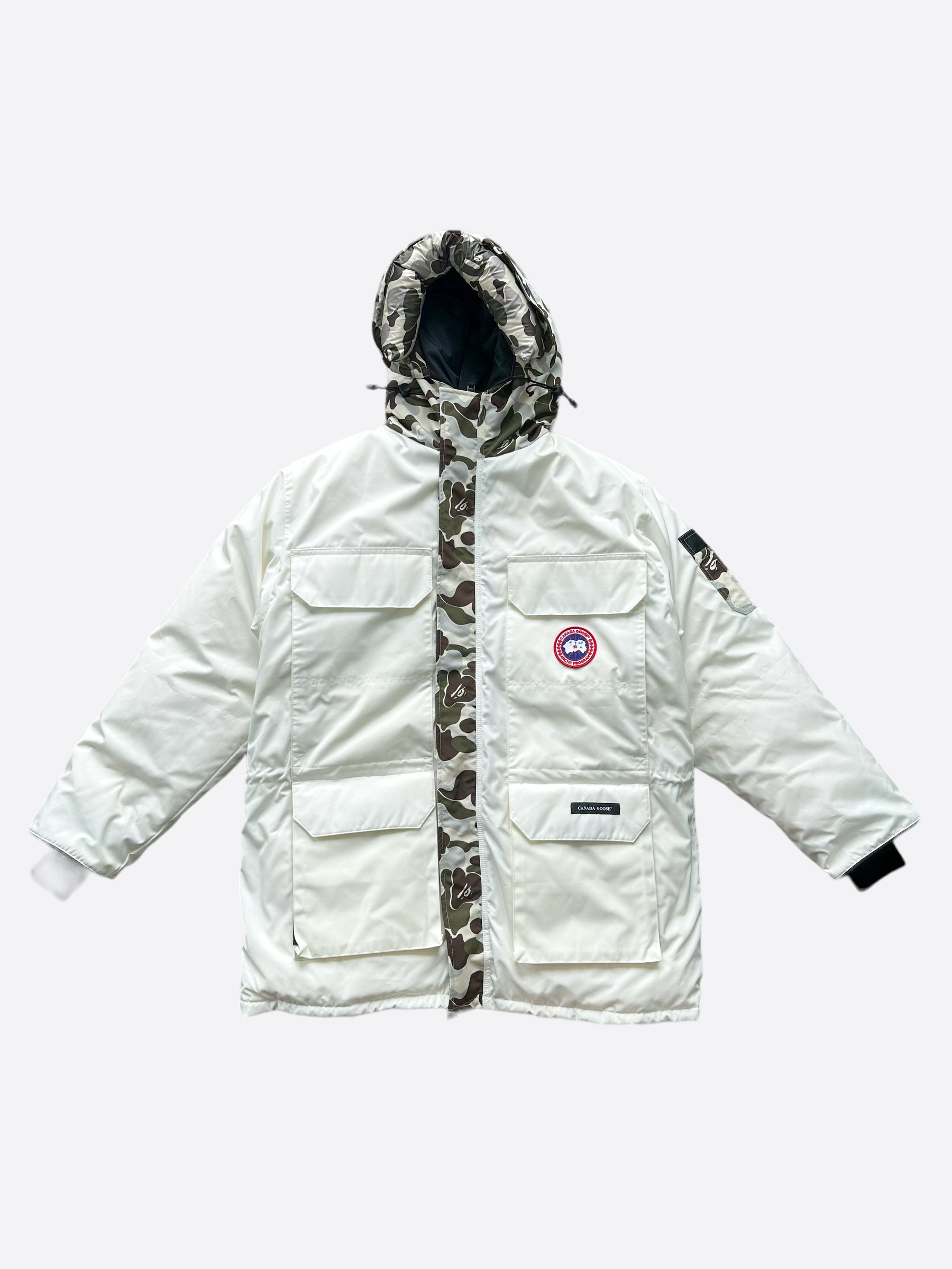 Canada Goose x BAPE White Expedition Parka - Waterproof Winter Jacket for Men & Women - Perfect for Snowboarding, Skiing & Cold Weather Adventures