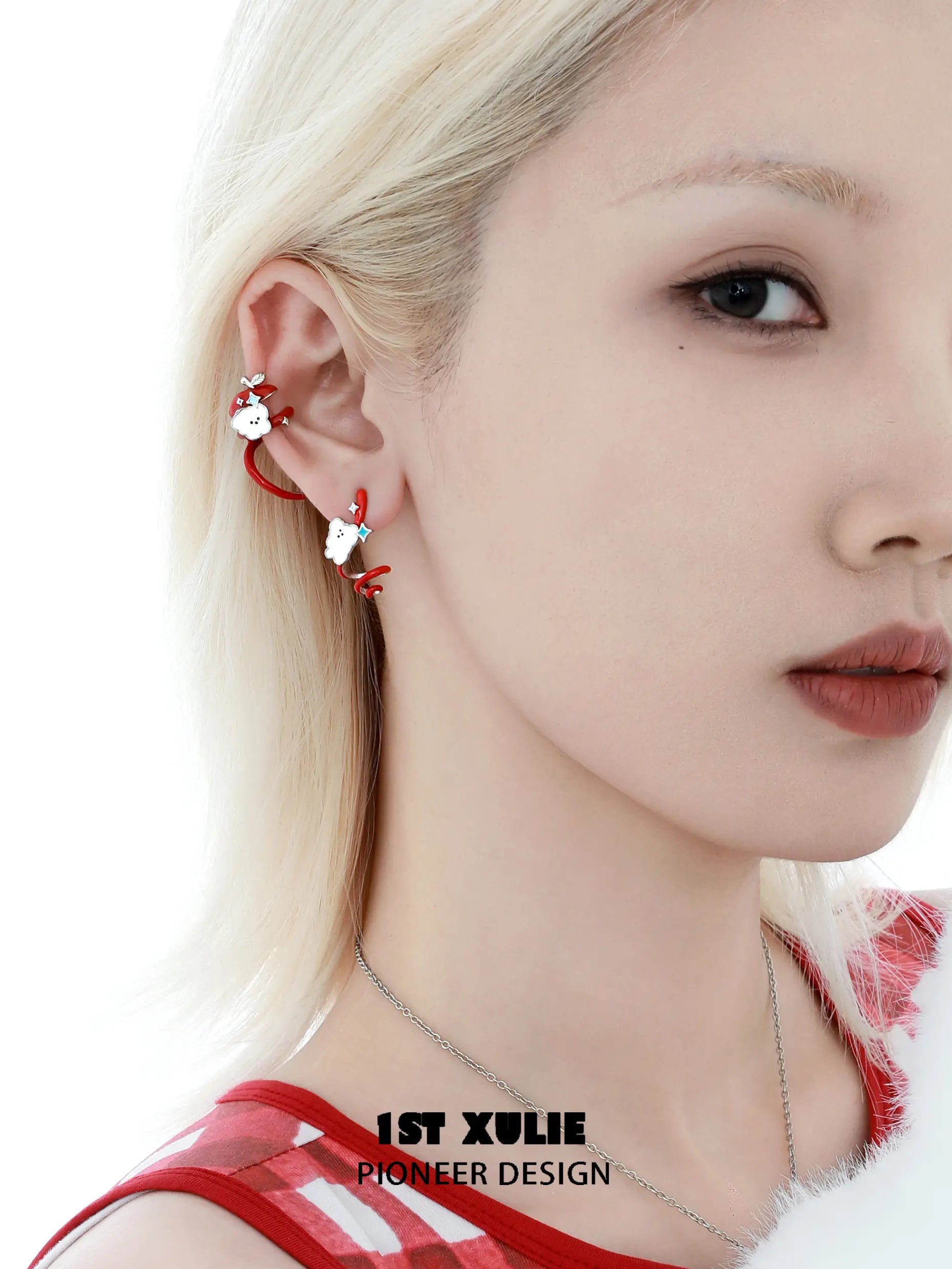 18k Platinum Plated Cyclone Apple EarHook Earrings for Women - Trendy Dangle Ear Clips for Casual Wear, Parties & Gift Giving