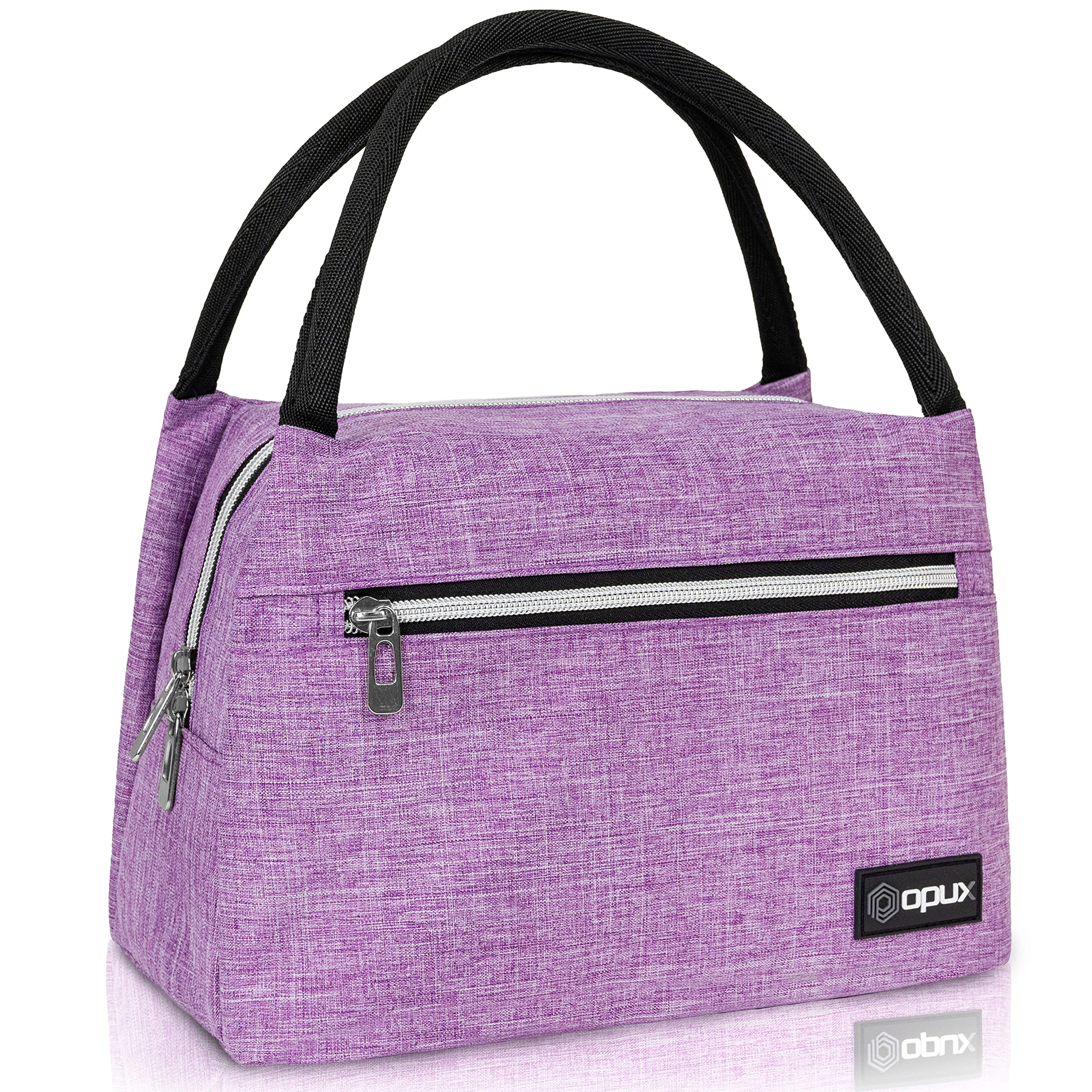 OPUX Insulated Lunch Bag for Women & Girls - Reusable Cooler Tote for Work, School, Travel & Picnic - Fits 11 Cans - Heather Purple - Perfect for Office Lunches, School Meals & Outdoor Activities