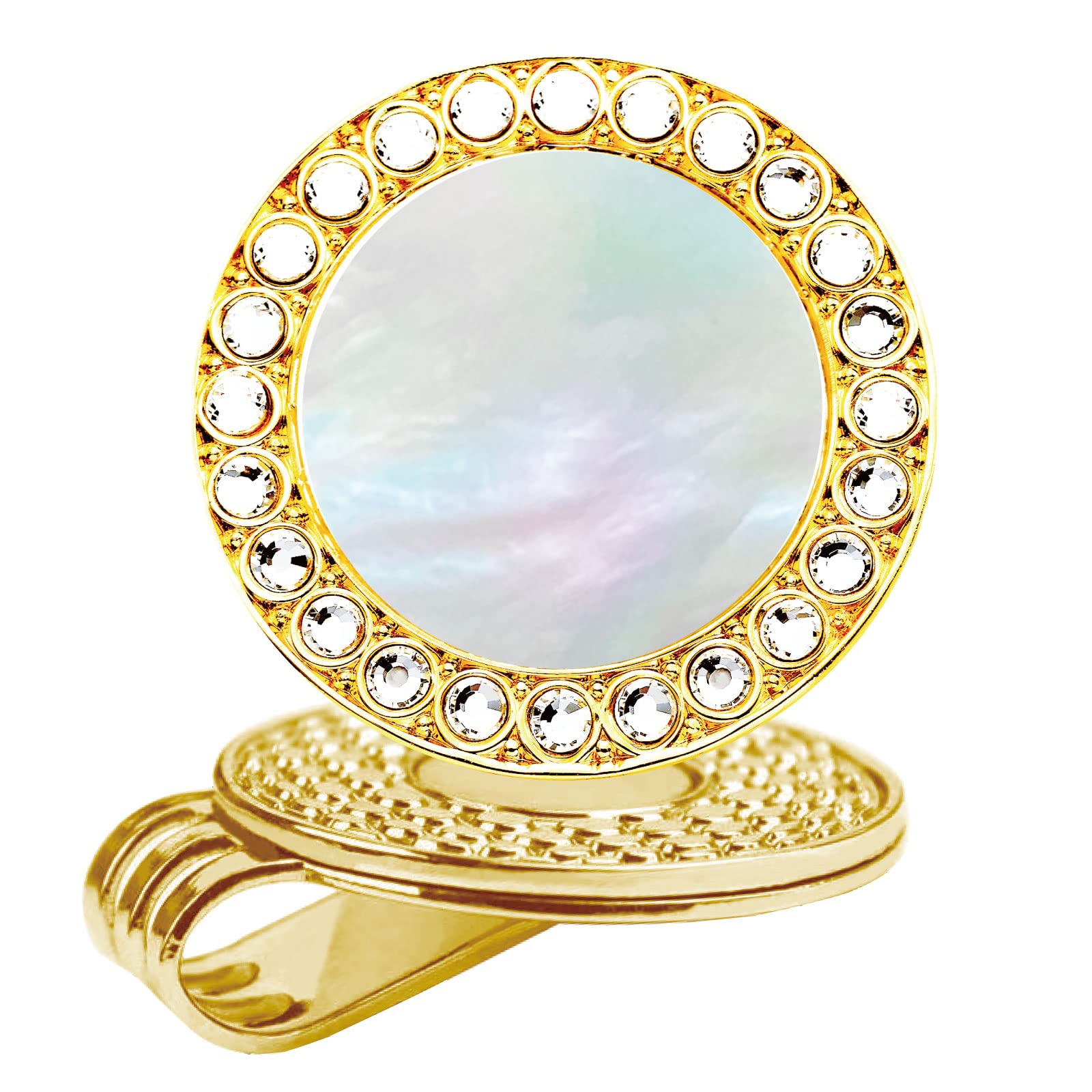 Premium Golf Ball Marker Hat Clip with Pearl Crystal - Stylish Golf Accessories & Gifts for Women - Perfect for Golf Tournaments, Practice & Fashion on the Course