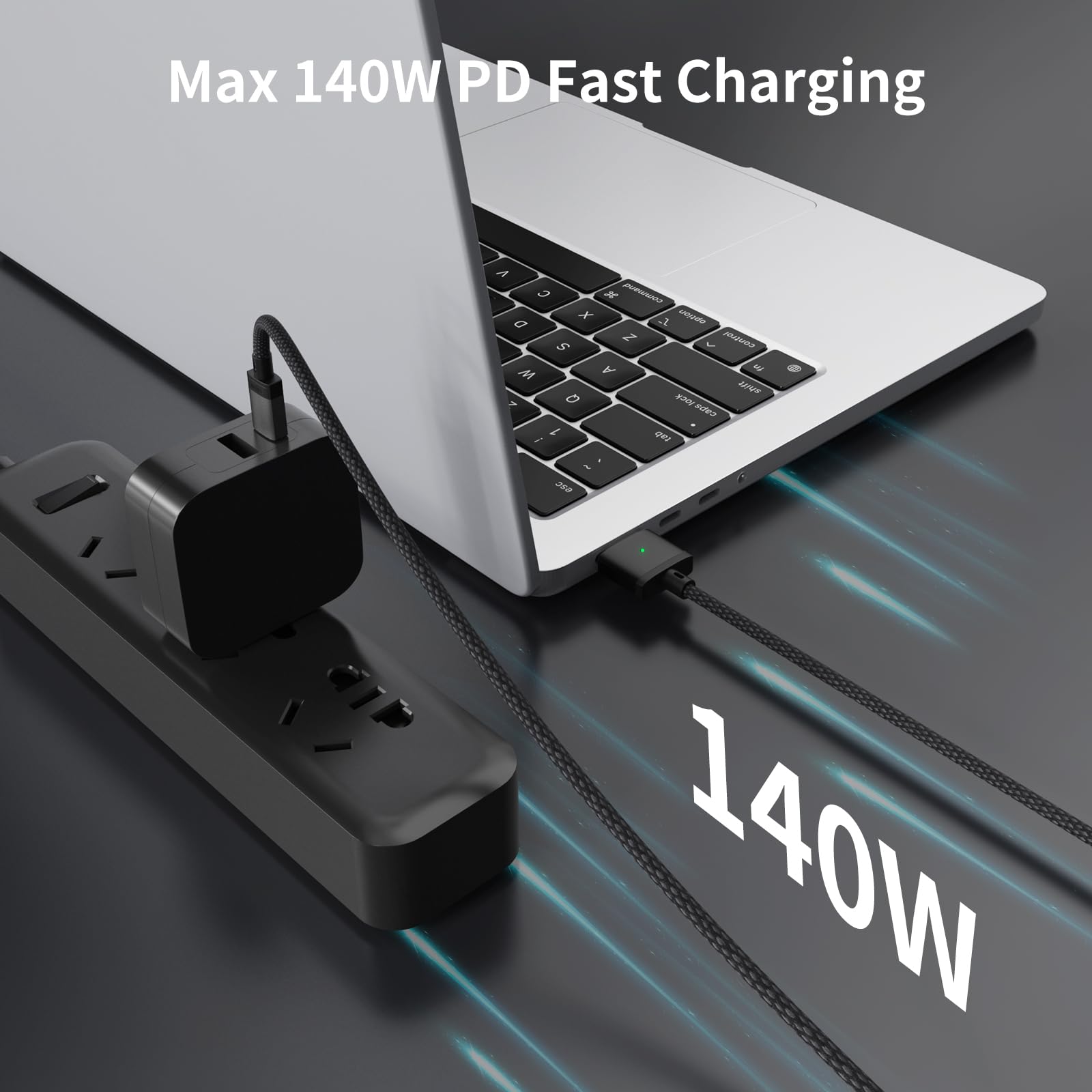 140W USB-C to Magnetic 3 Fast Charging Cable - 6.6ft Safe PD Charger Compatible with MacBook Pro 2021 M1 Pro/Max 14