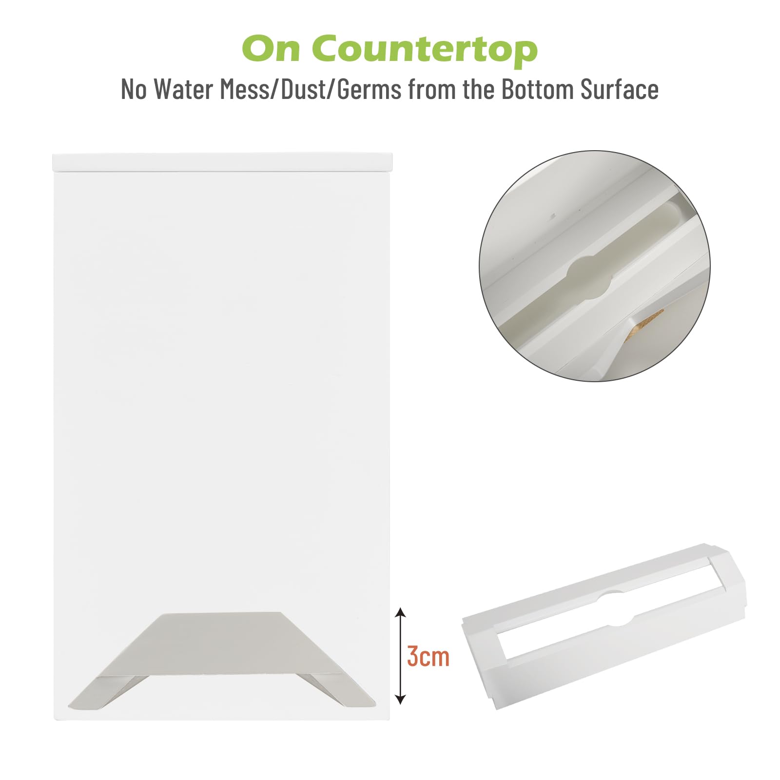 Eco-Friendly Cozee Bay Bamboo Paper Towel Dispenser with Lid - Wall Mount or Countertop Holder for Kitchen, Bathroom & Office (White) | Sustainable & Durable for Home & Commercial Use