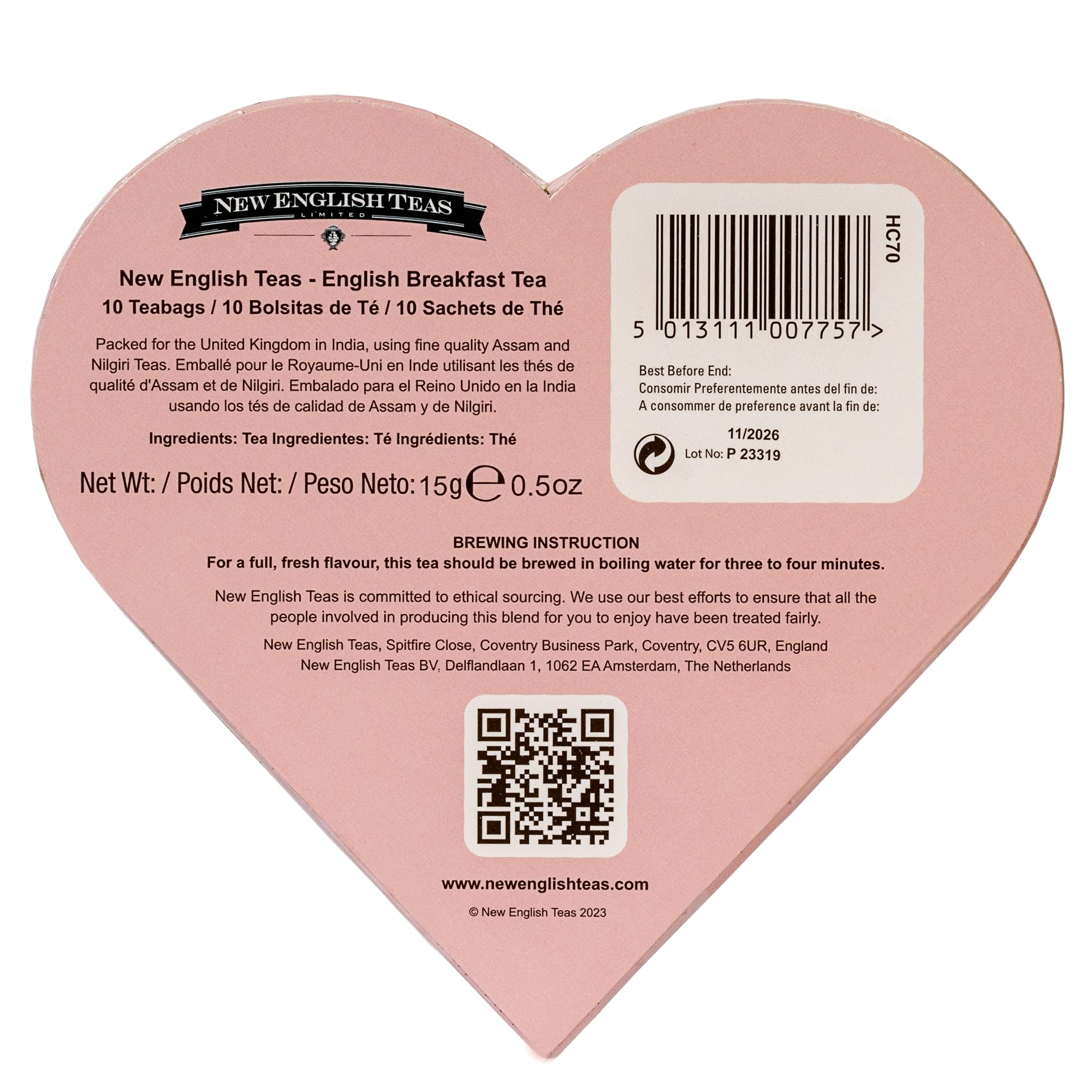 Premium Heart-Shaped English Breakfast Tea Gift Box - 10 Luxury Teabags for Romantic Occasions, Anniversaries & Gifts