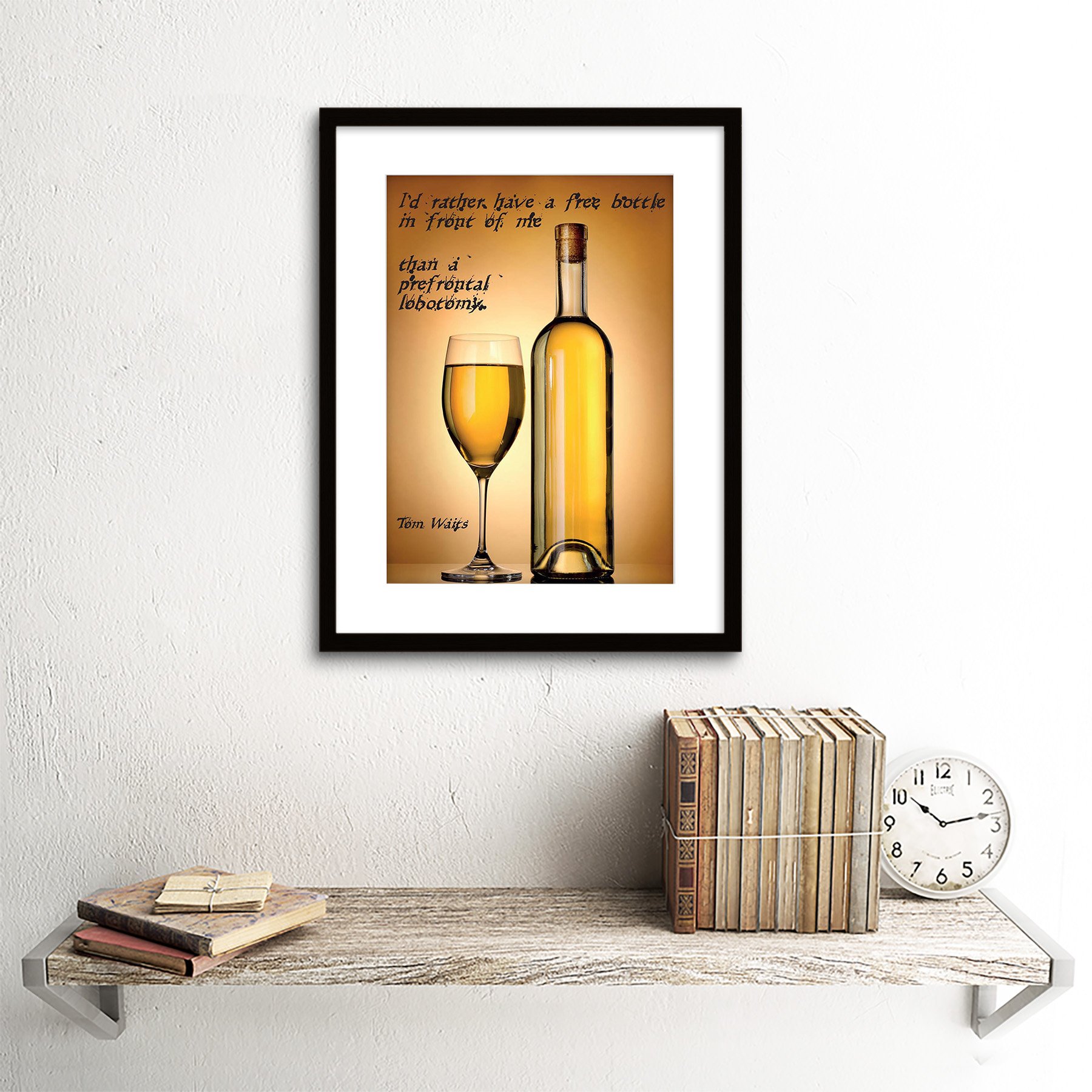 Tom Waits Quote Spoonerism 'Bottle in Front Lobotomy' Framed Art Print 12x6 - Unique Wall Decor for Music Fans & Home Office