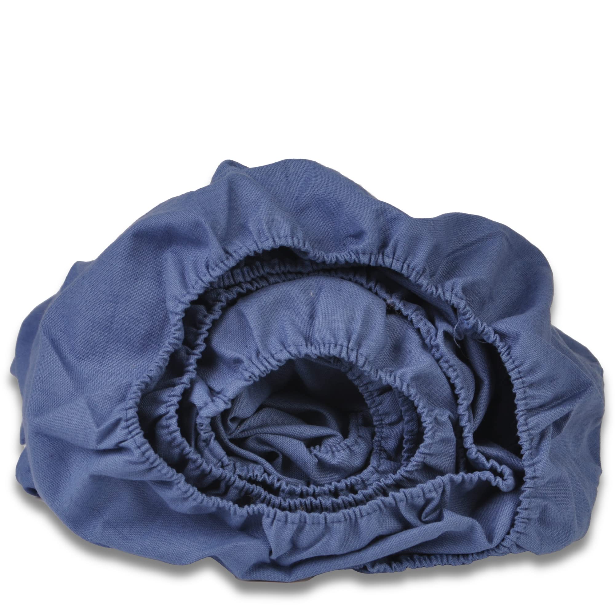 100% European Linen Fitted Sheet - Natural Flax Pure Linen Mattress Cover for Deep Pocket Beds (8-16 Inch) | Twin Size Indigo Blue | Breathable & Durable Bedding for Hotels, Guest Rooms & Luxury Home Decor