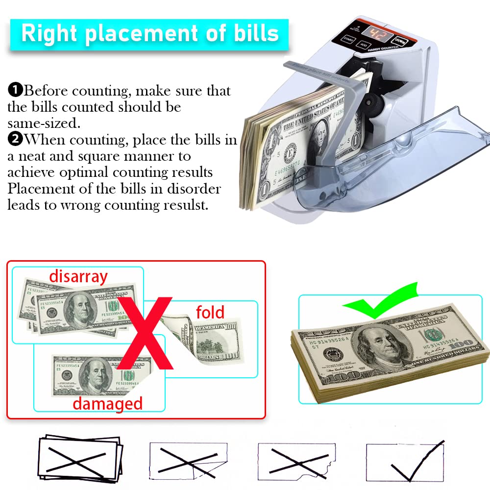 Cosdio Portable Money Counter Machine - Mini Bill Cash Counter for Multi-Currency Banknotes | Handheld Digital Currency Counting Device for Small Businesses, Retail Stores & Home Use