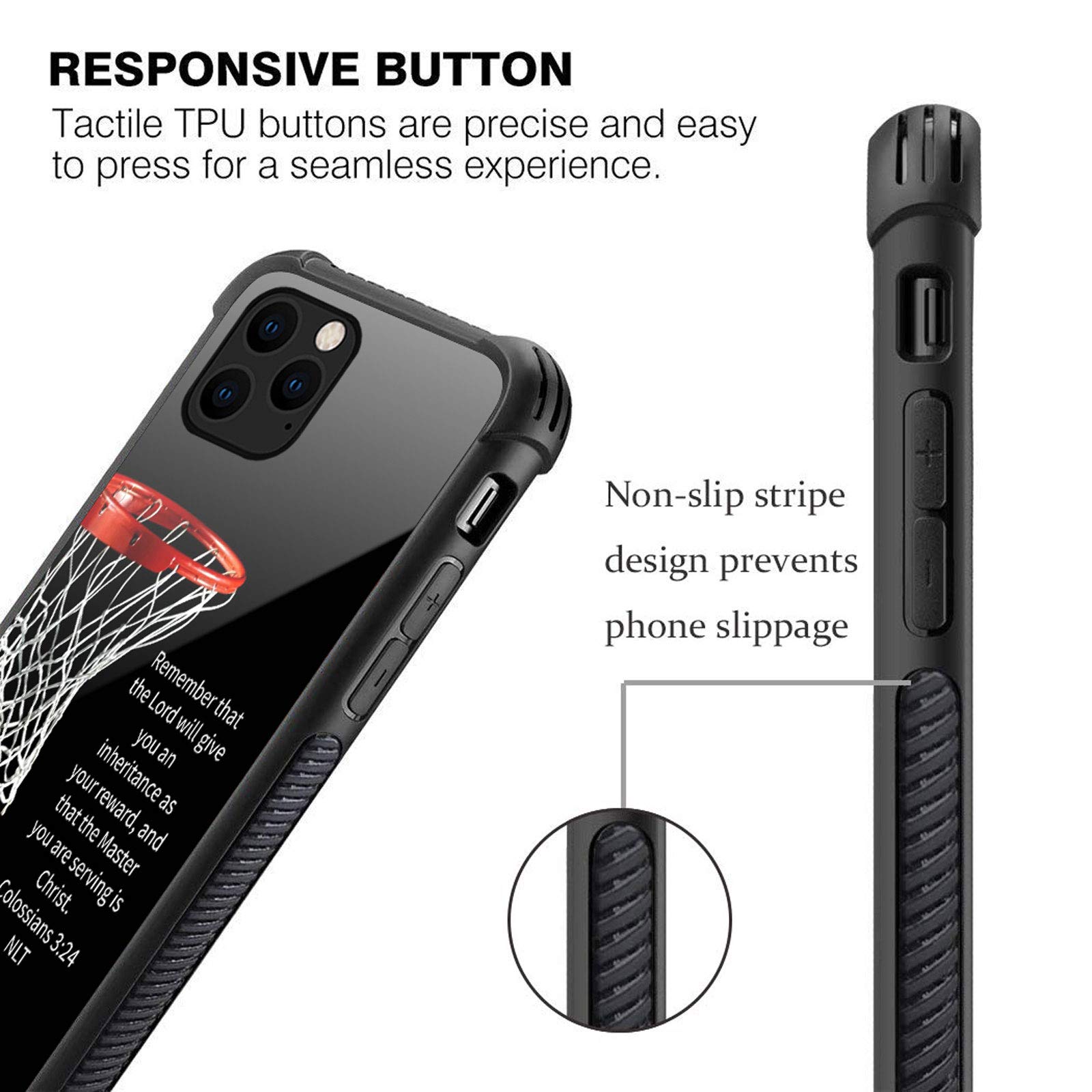 iPhone 12 Mini Case for Girls - Basketball Inspirational Text & Graphic Design, Shockproof Anti-Scratch Hard PC Back Cover | Perfect for Sports Fans, School, and Everyday Protection