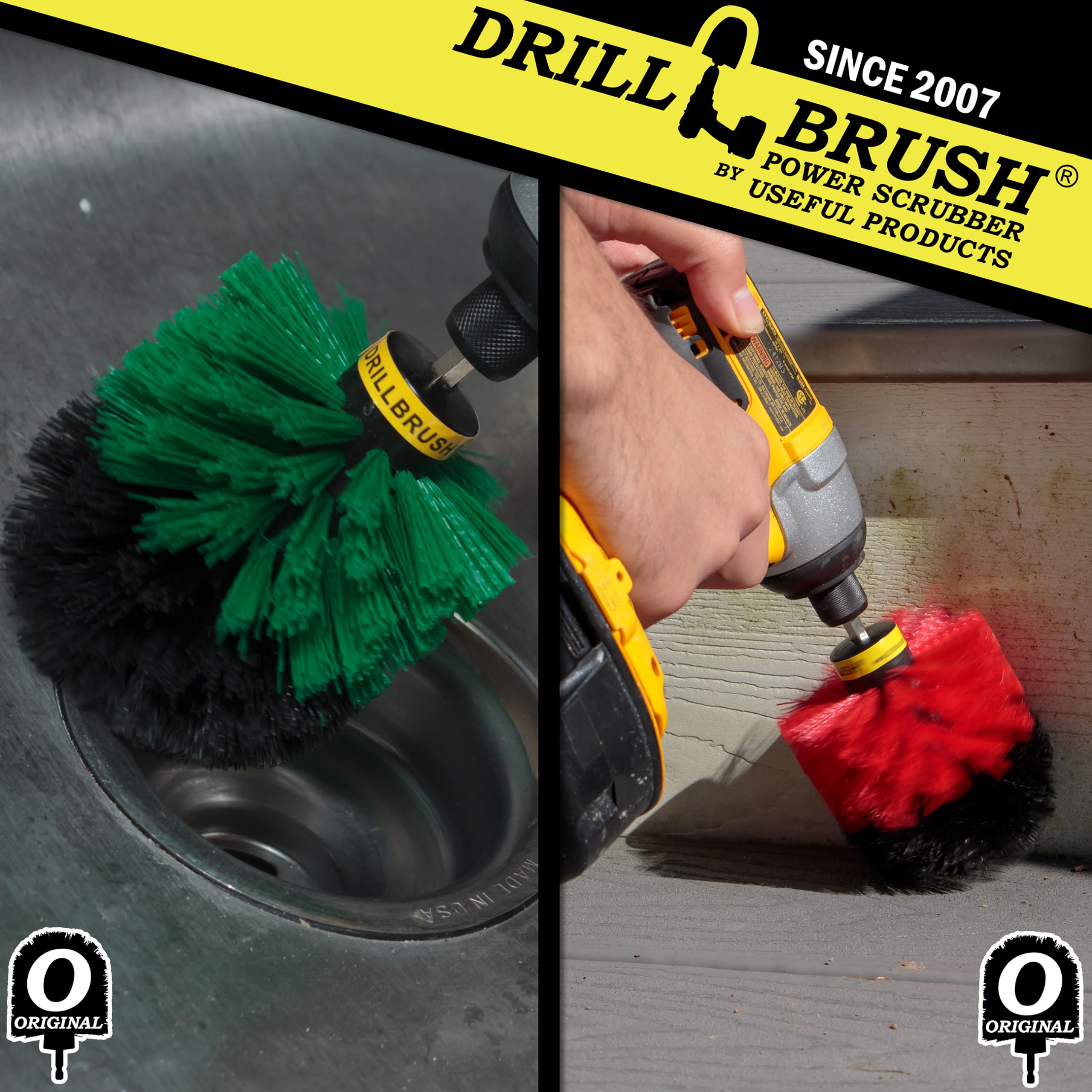 Power Scrubber Drill Brush - Heavy Duty Cleaning Kit for Kitchen, Pots, Pans & Cast Iron Cookware - Tile Grout Brush & Outdoor Deck Scrubber - Perfect for Concrete, Patio, Bird Baths & Stubborn Stains