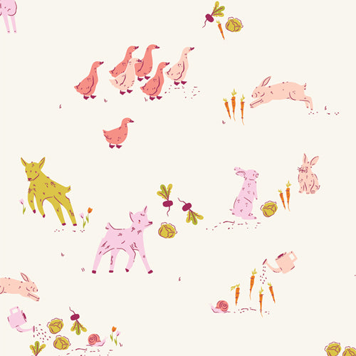 Cottage Grove Farm Friends Art Gallery Fabrics CTG77111 - Premium Cotton Fabric for Quilting, Sewing & DIY Crafts - Perfect for Home Decor, Baby Clothes & Scrapbooking Projects