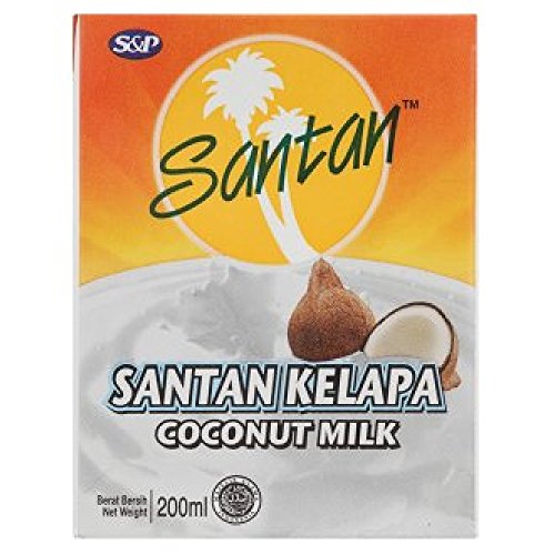 Premium S&P Santan Coconut Milk 200ml (12 Packs) - 100% Natural, No Preservatives - Perfect for Thai Curries, Smoothies, Baking & Vegan Recipes