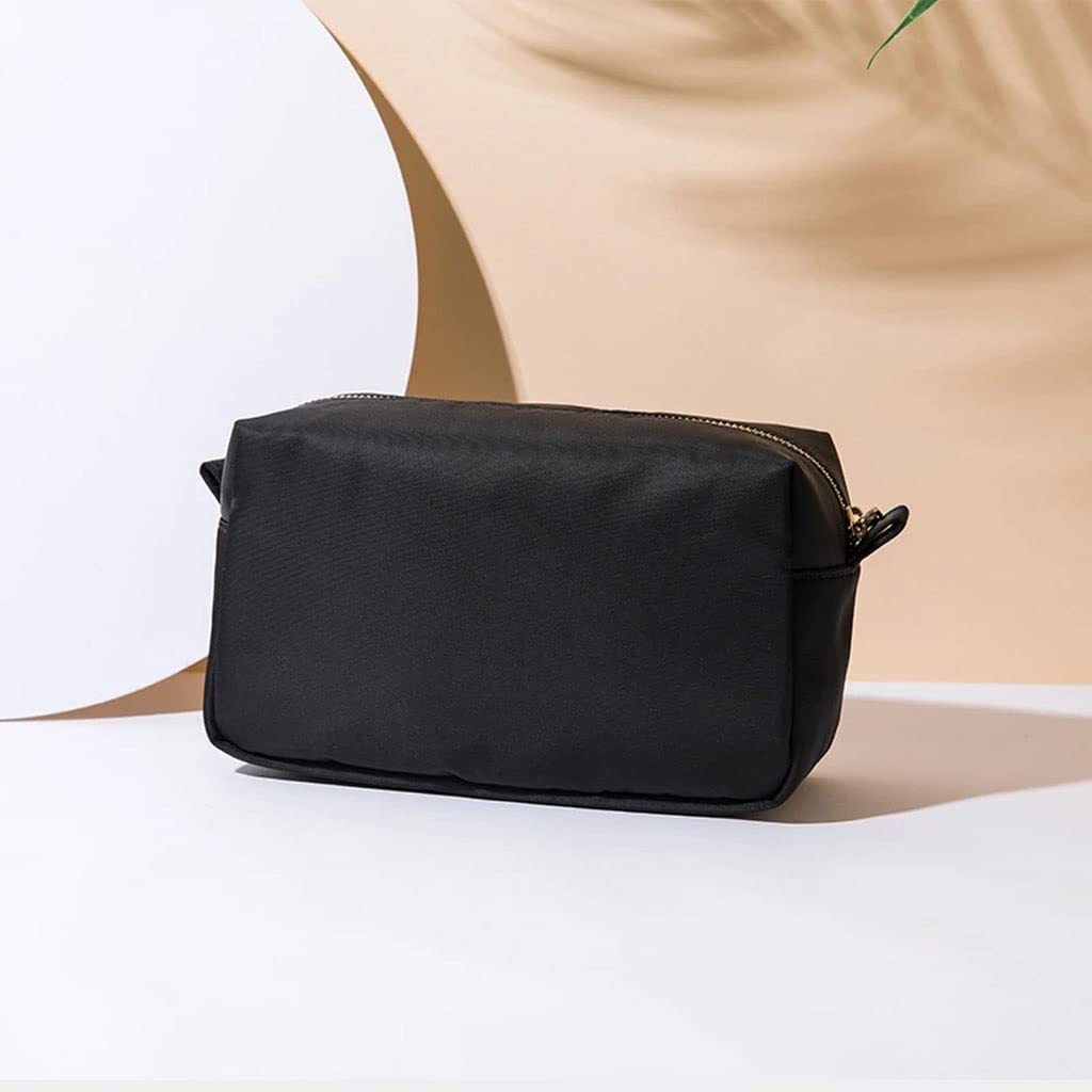 LEIGE Black Waterproof Cosmetic Bag for Women - Large Capacity Travel Makeup Organizer, Oxford Nylon Toiletry Bag for Beauty Professionals | Perfect for Travel, Gym, and Daily Beauty Essentials Storage