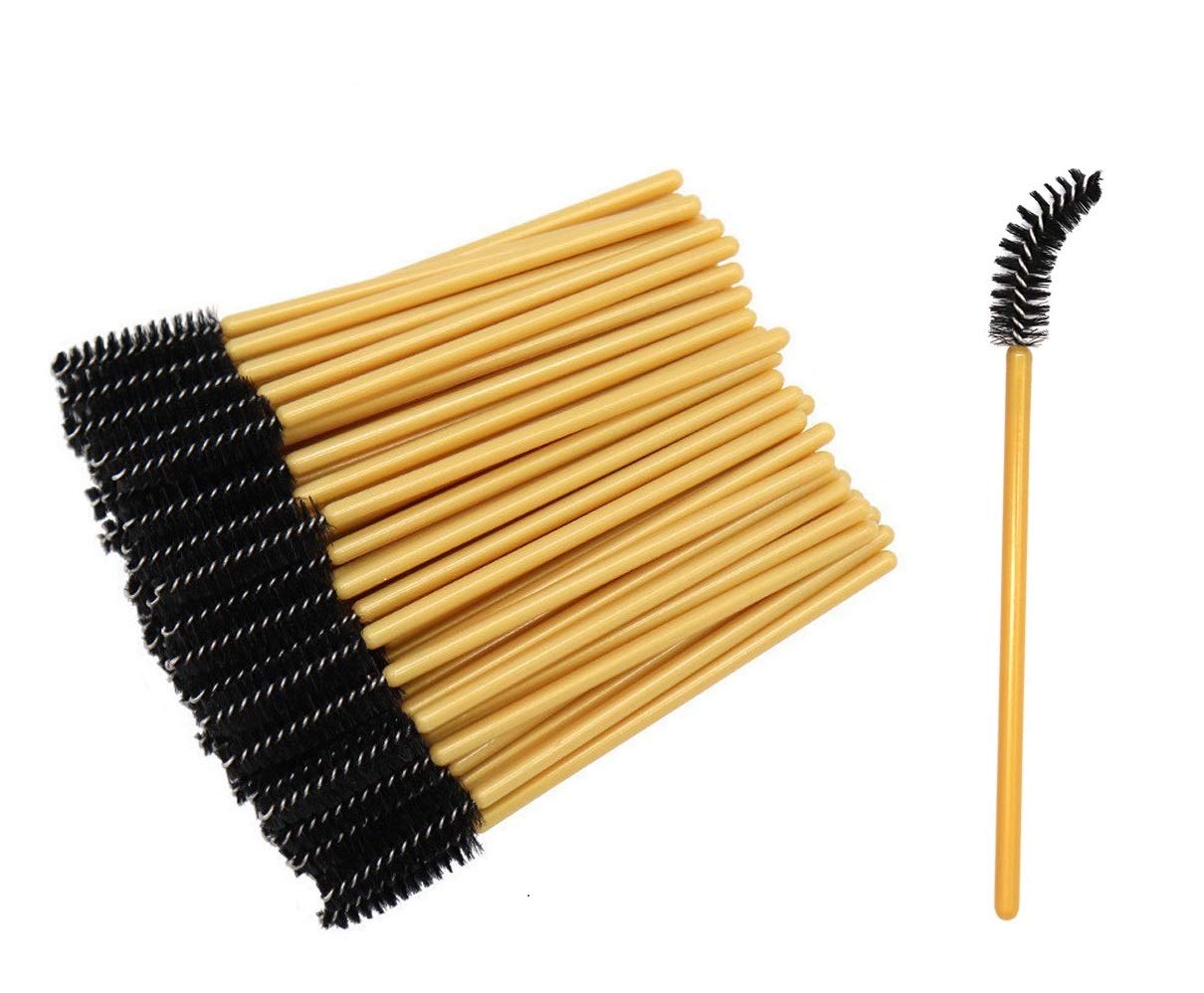 200 Disposable Mascara Wands Bulk - Eyelash & Eyebrow Brush Applicators, Spoolie Wands for Lash Extensions & Makeup (Gold & Black) - Perfect for Salon Professionals, DIY Beauty & Makeup Artists
