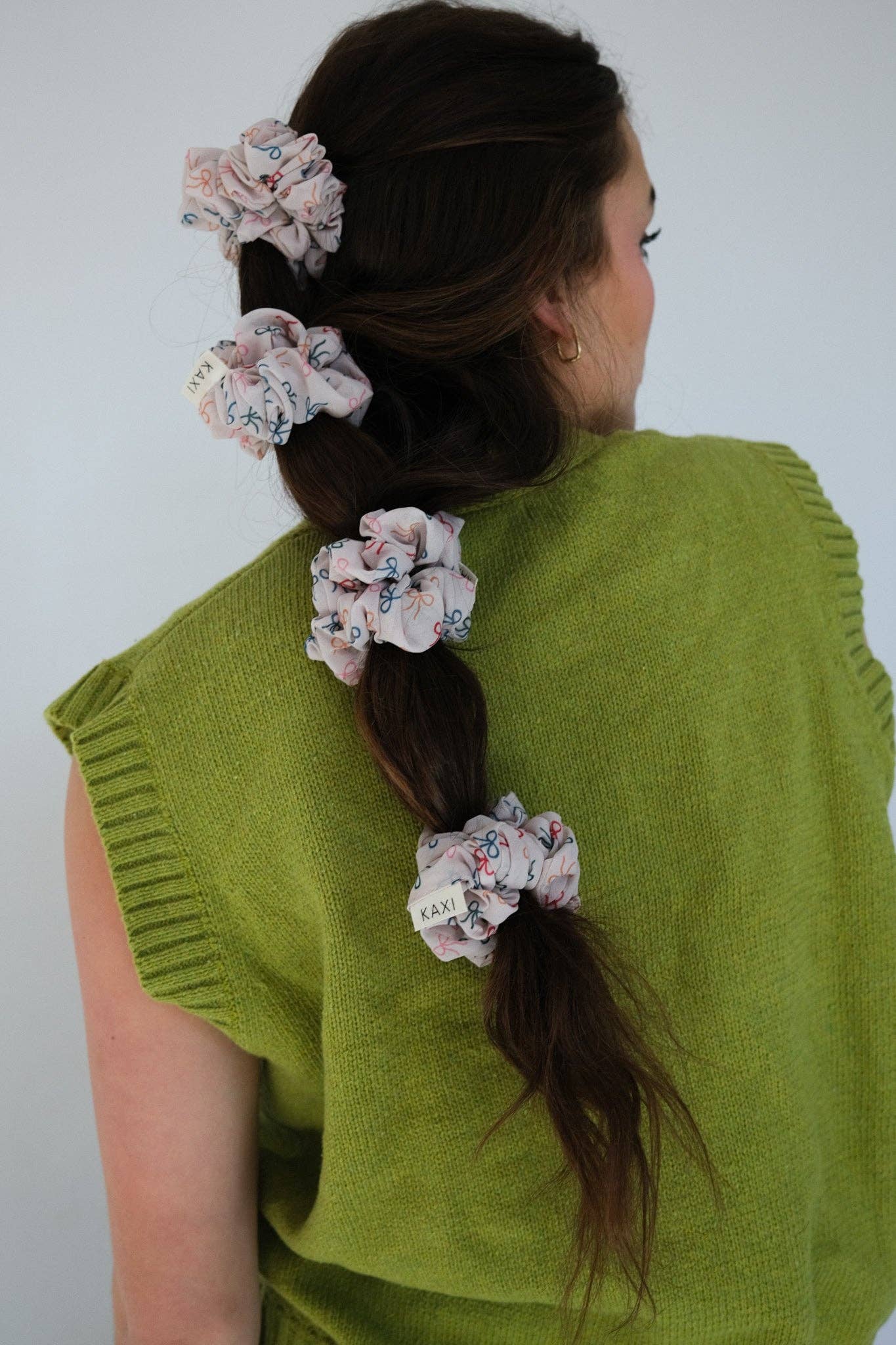 Bow Pattern Hair Scrunchie - Soft Elastic Hair Tie for Women & Girls - Perfect for Workouts, School, and Everyday Styling