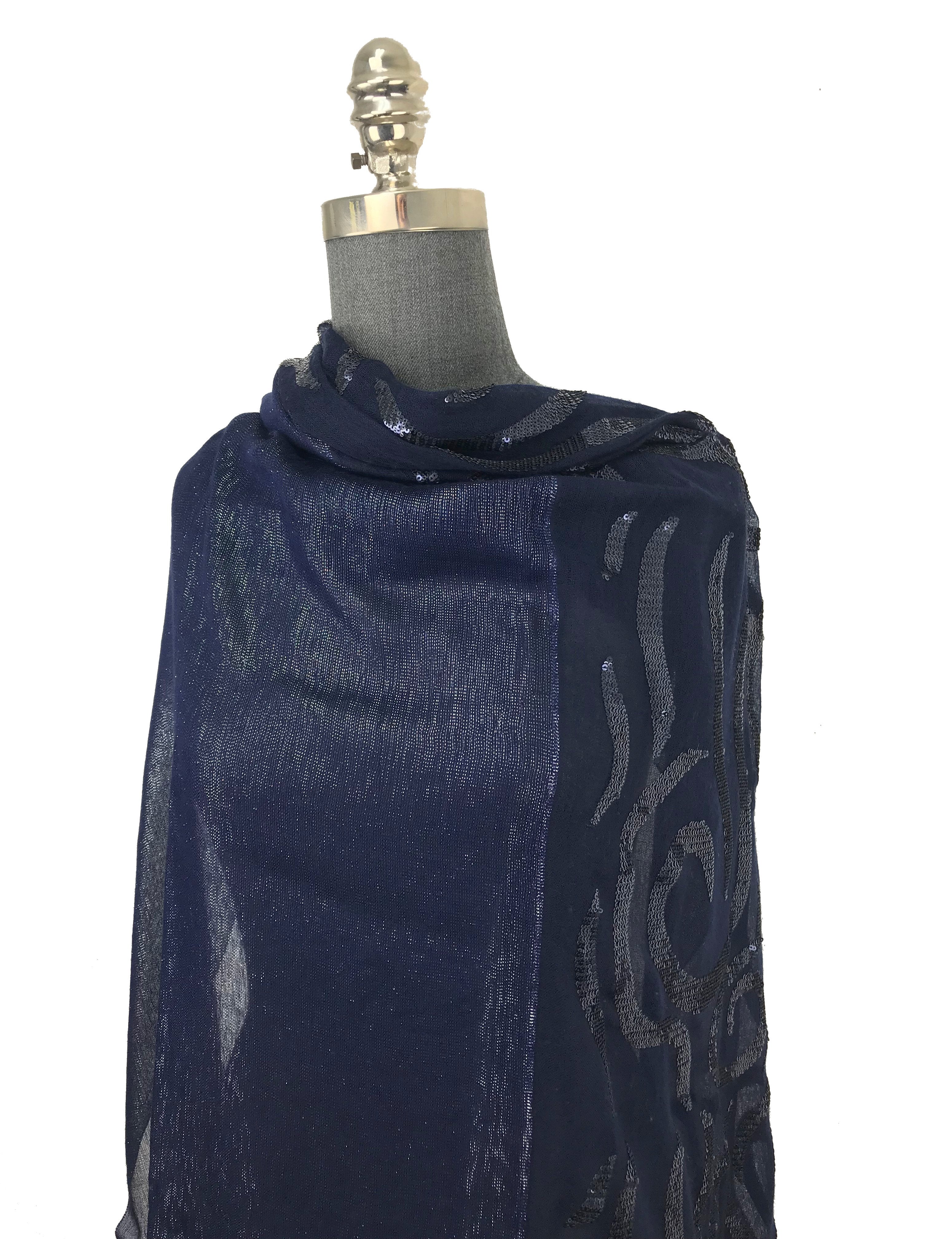 Loro Piana Opposite Sequin Scarf - Luxury Cashmere Shawl for Women - Perfect for Evening Events, Weddings & Special Occasions