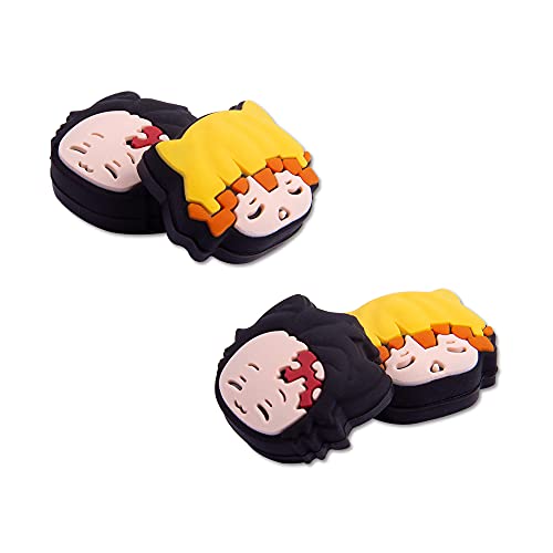PERFECTSIGHT 4PCS Cute Silicone Thumb Grip Caps for Nintendo Switch OLED/Switch Lite - Kawaii 3D Analog Joystick Covers for NS Controller Joycons (Cartoon Style, 2-Pack) - Perfect for Gaming Comfort and Enhanced Grip During Long Play Sessions