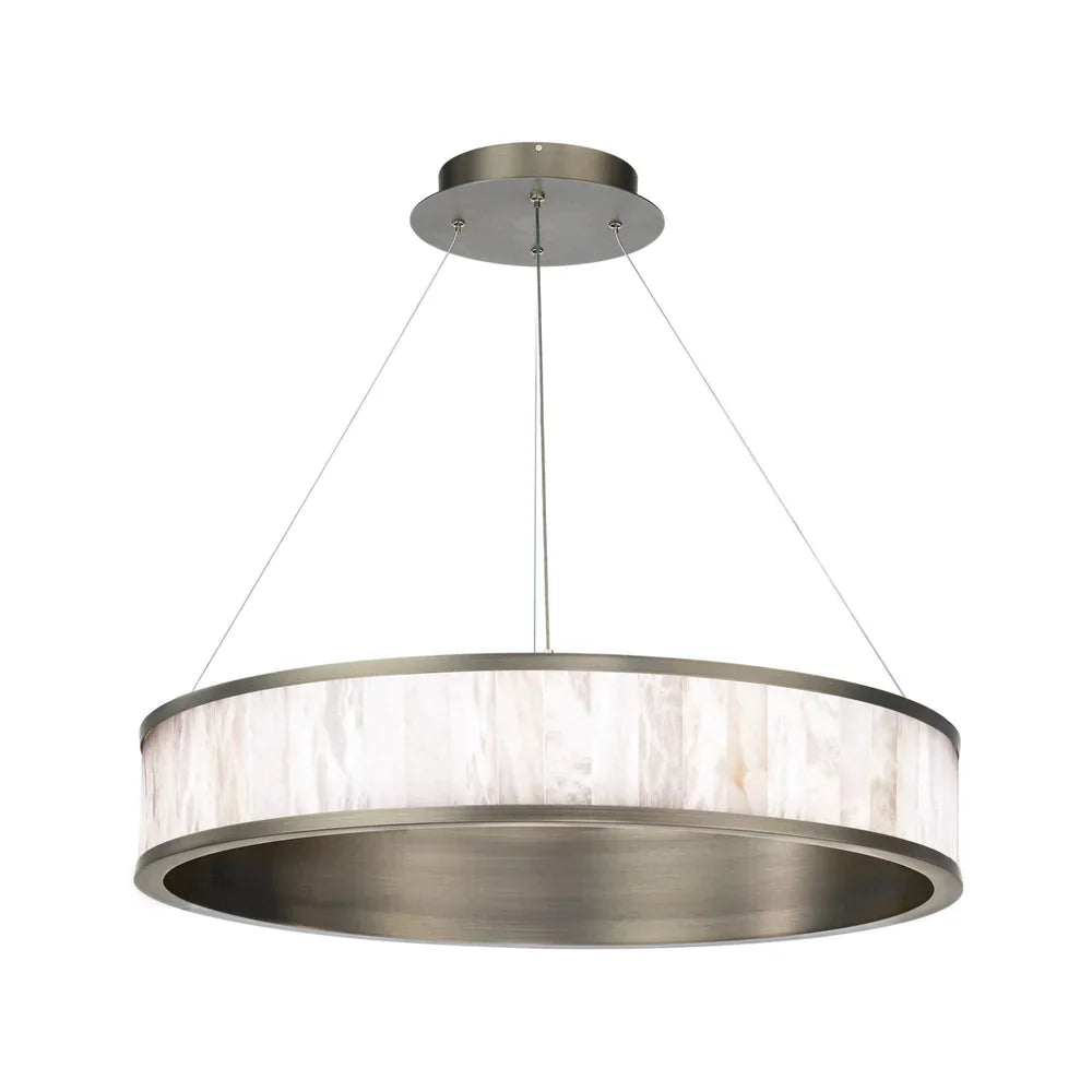 Coliseo Alabaster 28-inch LED Round Chandelier - Modern Crystal Ceiling Light Fixture for Dining Room, Bedroom & Living Room Decor