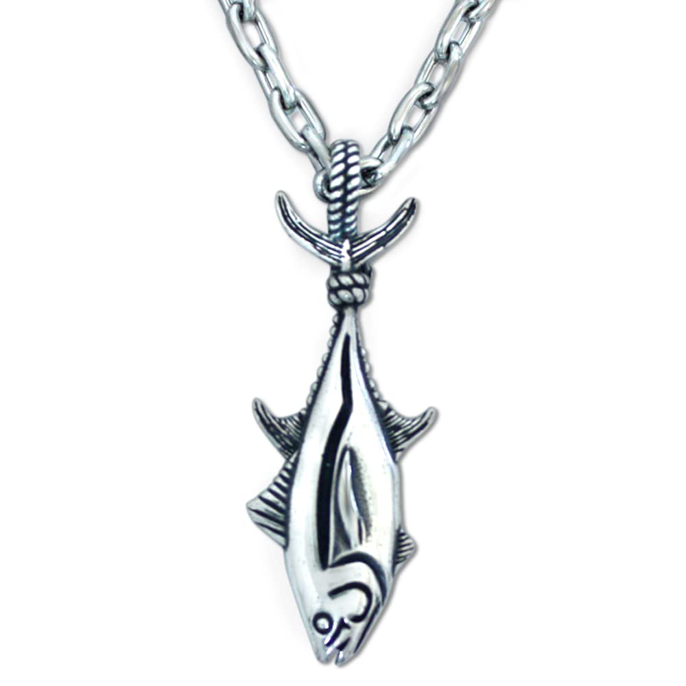 Tuna Fish Necklace - Sterling Silver Pendant on 24
