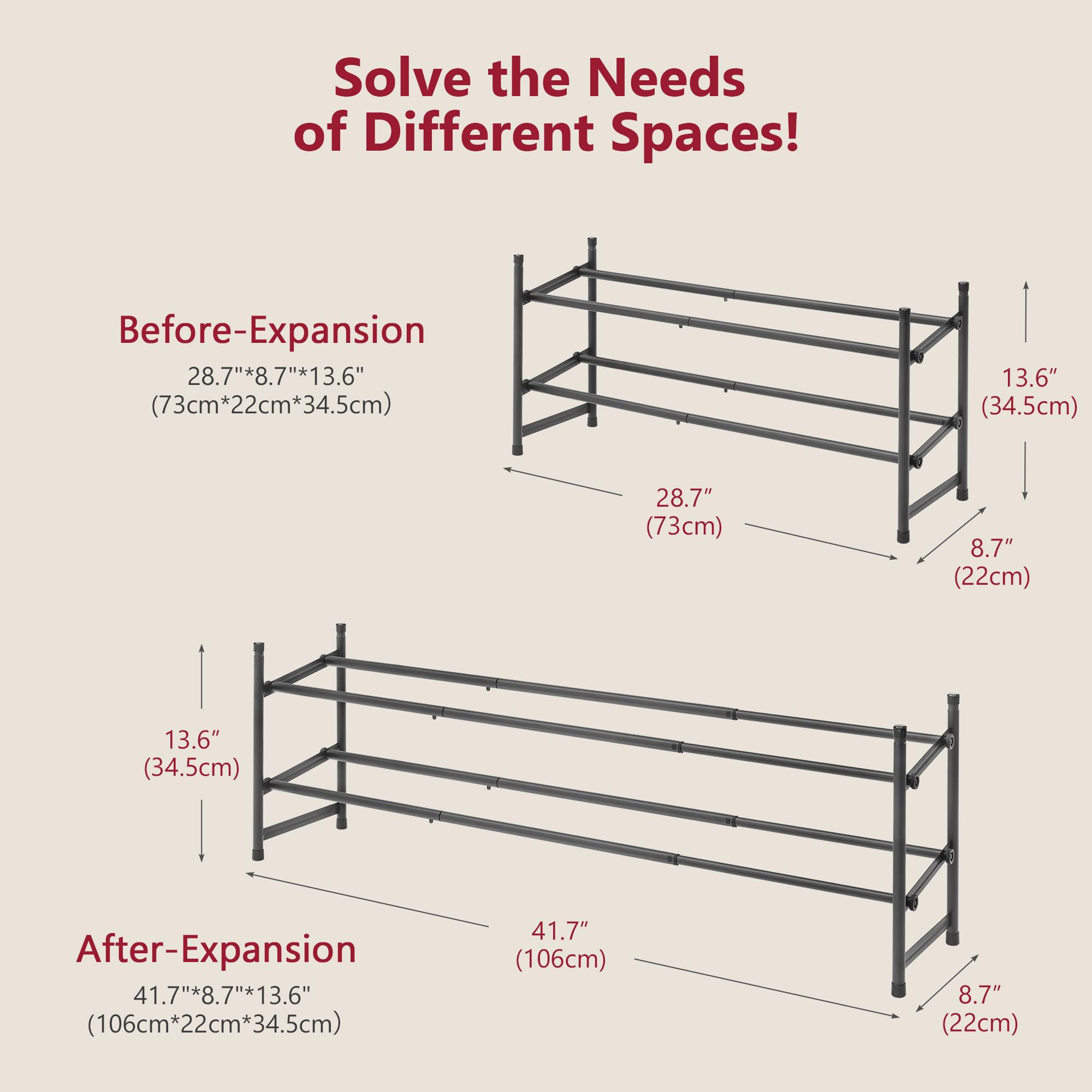 Tajsoon Expandable Shoe Rack 2 Tier - 28