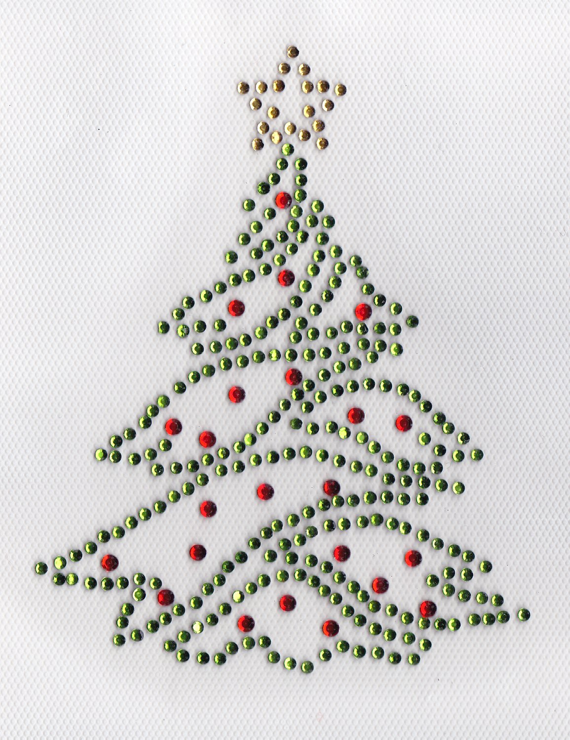 Christmas Tree Iron On Hot Fix Rhinestone Transfer - Green Rhinestone Decals for Holiday DIY Crafts & Apparel Decoration