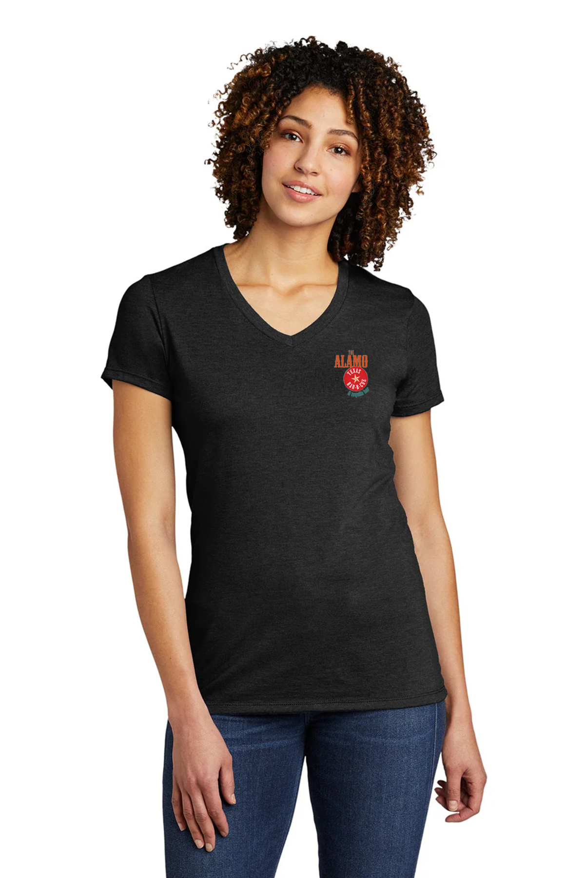 Allmade Women's Tri-Blend V-Neck T-Shirt - Soft Space Black Tee for Casual Wear & Work | Comfortable Ladies Top for Everyday Outfits & Restaurant Uniforms