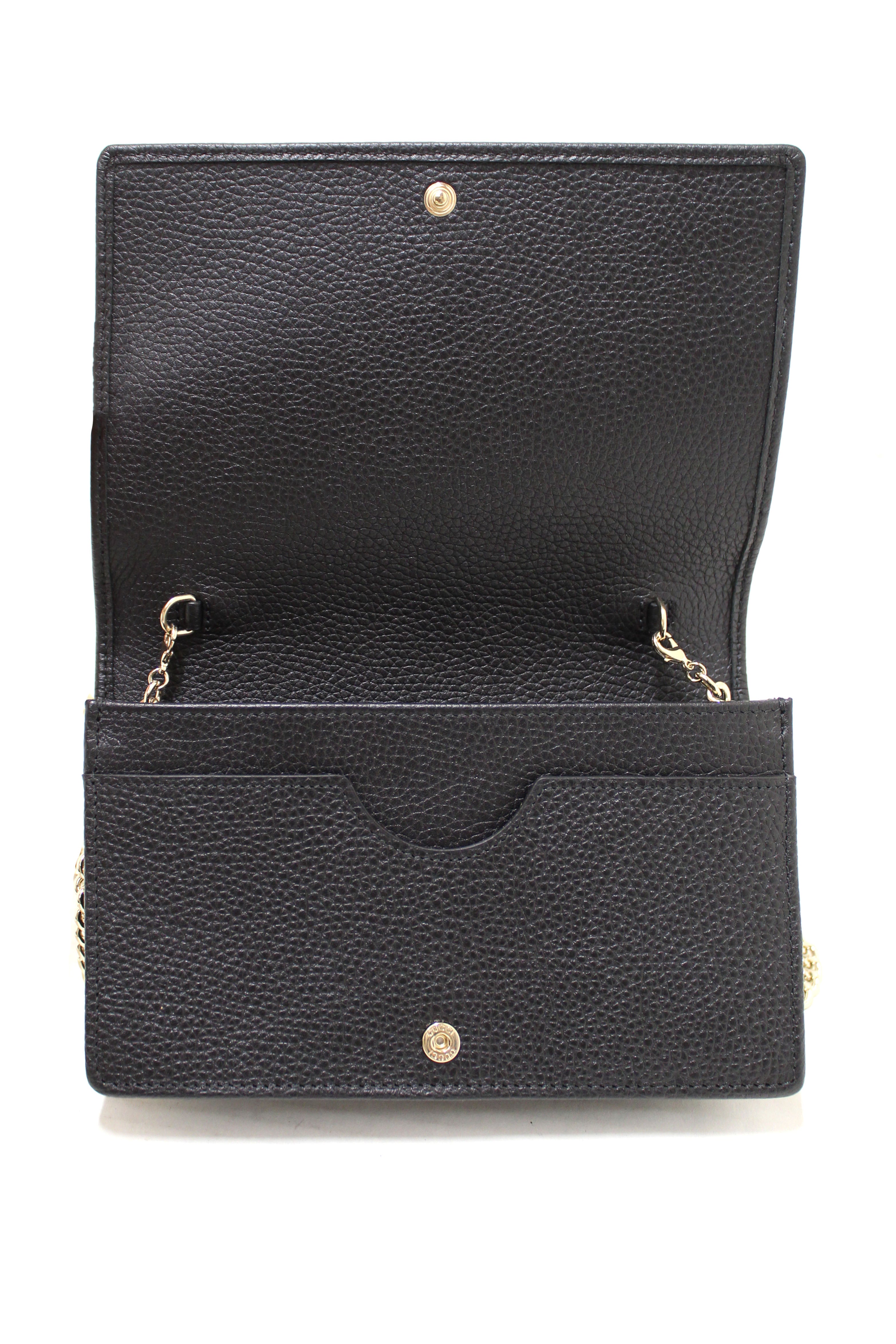 Authentic NEW Gucci Black Soho Disco Leather Wallet On Chain Crossbody Bag for Women - Luxury Designer Shoulder Purse for Evening Parties, Date Night & Travel Accessories
