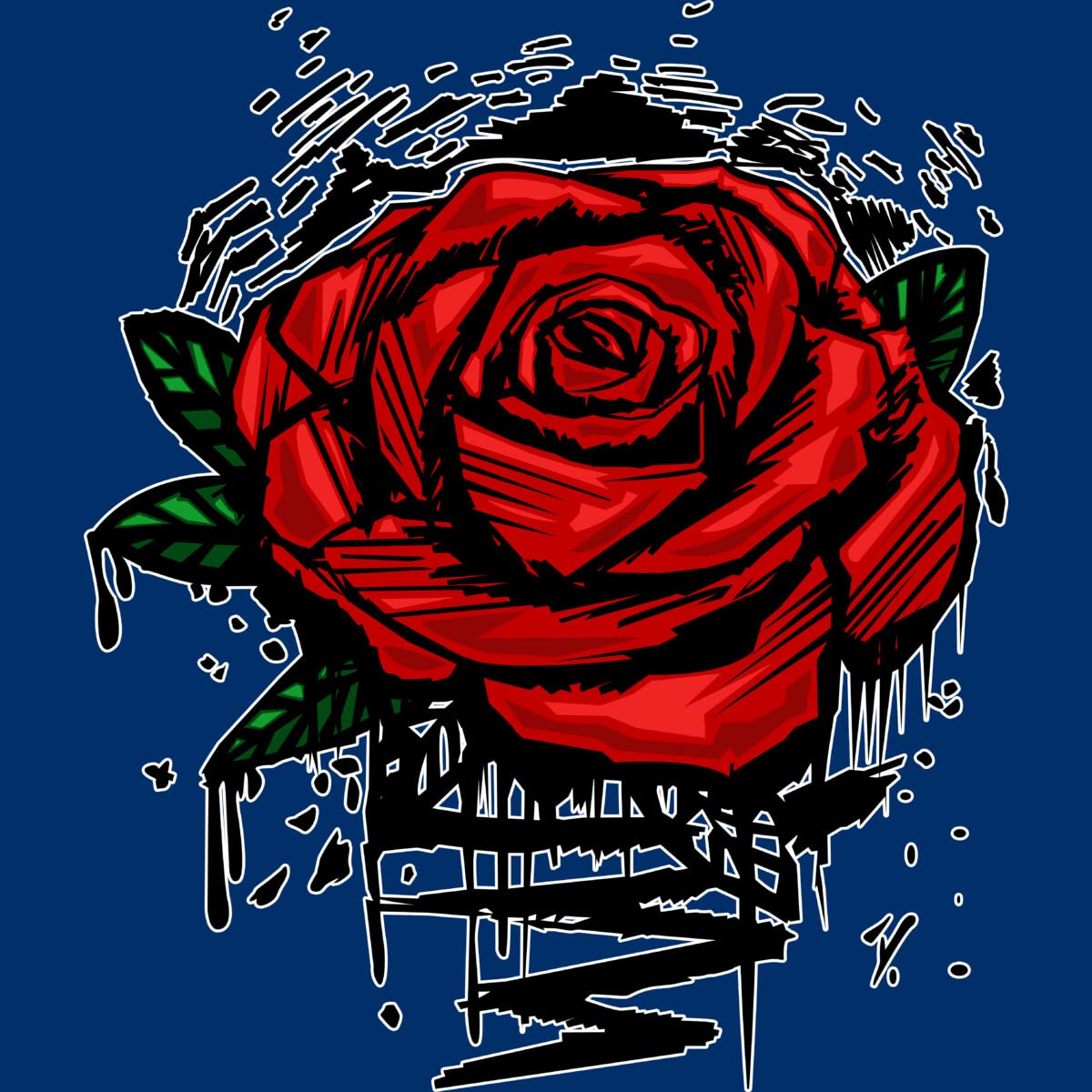 Design By Humans Men's Rugged Rose Graphic T-Shirt by Adamzworld - Soft Cotton Tee for Casual Wear & Street Style Outfits