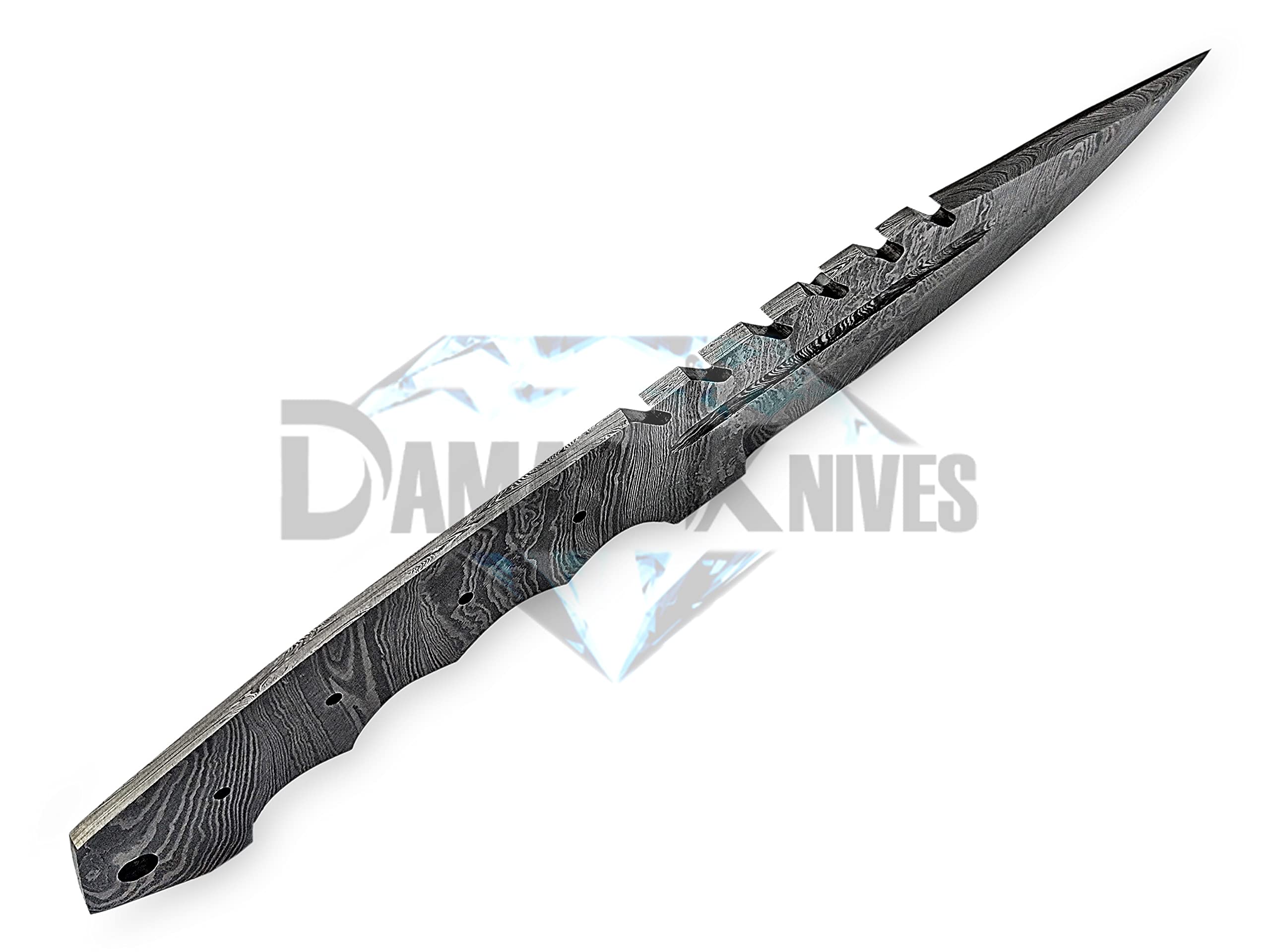 Premium Damascus Steel Blank Blade for Knife Making - Handcrafted Custom Knife Blades - Perfect for DIY Knife Projects, Bushcraft, and Outdoor Survival Tools