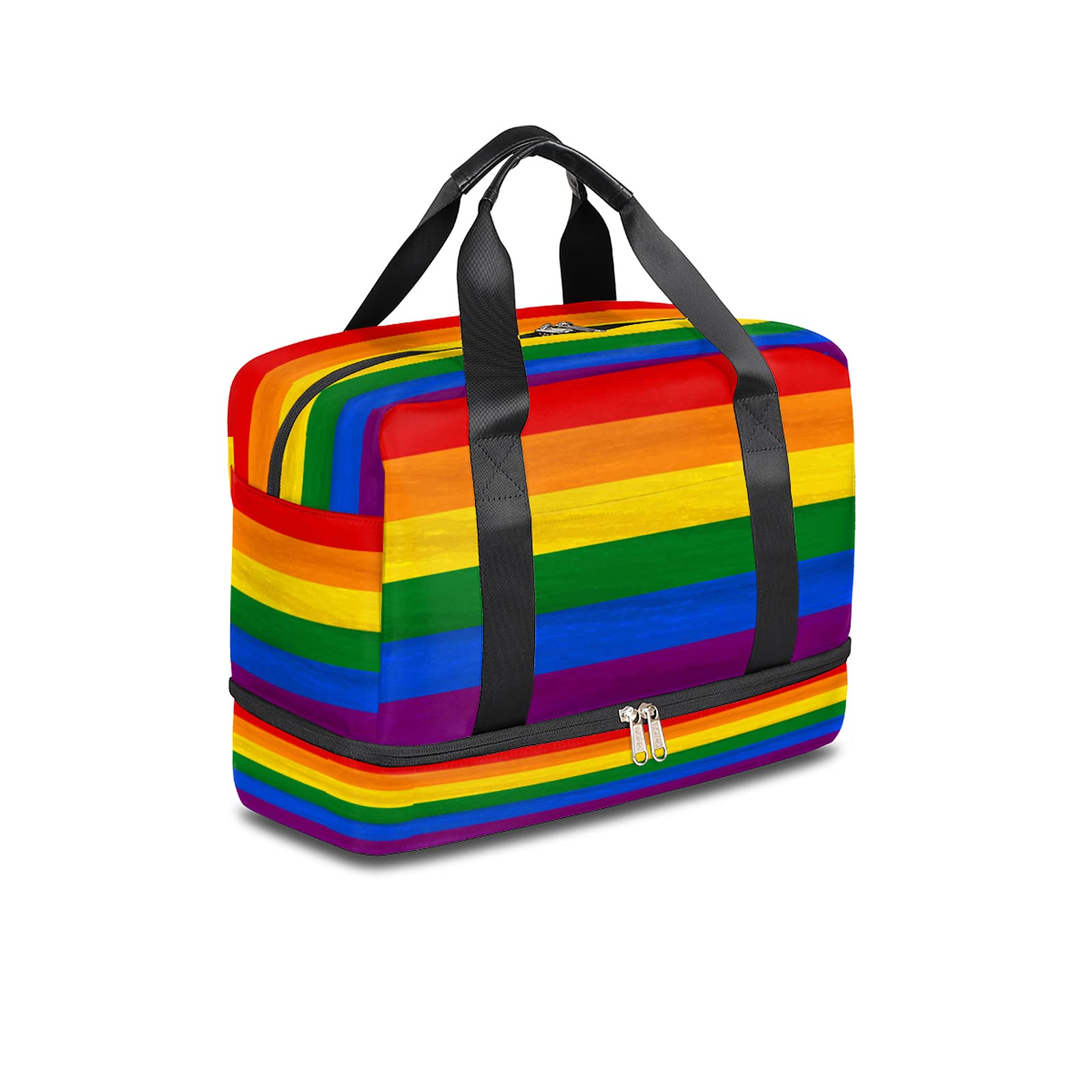 TropicalLife Rainbow Sports Tote Gym Bag with Shoe Compartment - Lightweight LGBT Pride Travel Duffel Bag | Foldable Weekender Luggage for Women & Men | Perfect for Gym, Travel, Beach & Pride Events