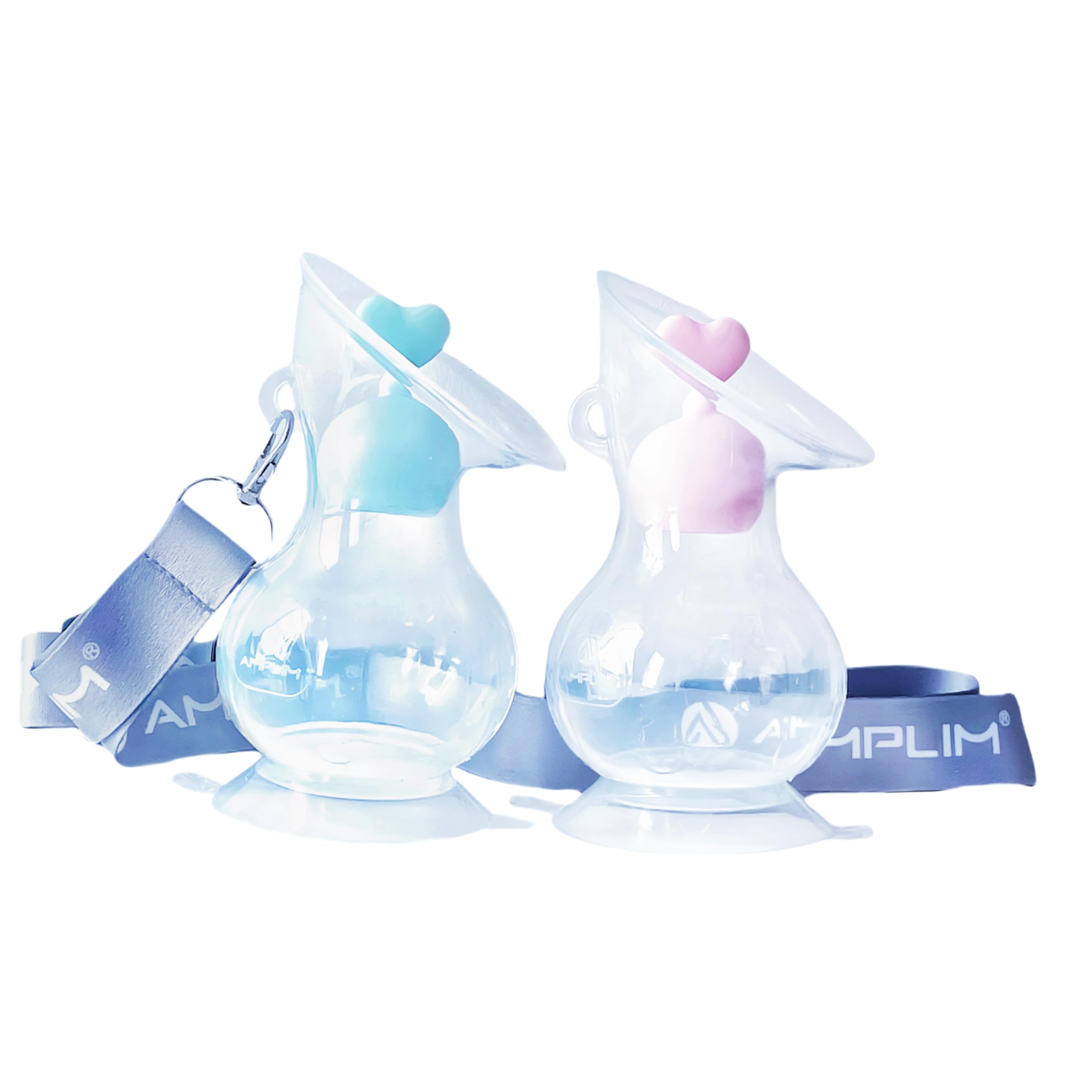 Amplim Manual Breast Pump - 2 Pack BPA-Free Silicone Milk Collector for Nursing Moms | Includes Leak-Proof Stopper & Adjustable Lanyard | Perfect Baby Shower Gift & Registry Essential for Newborns (5oz, Pink/Blue/Green) | Ideal for Travel, Work & On-the-Go Breastfeeding
