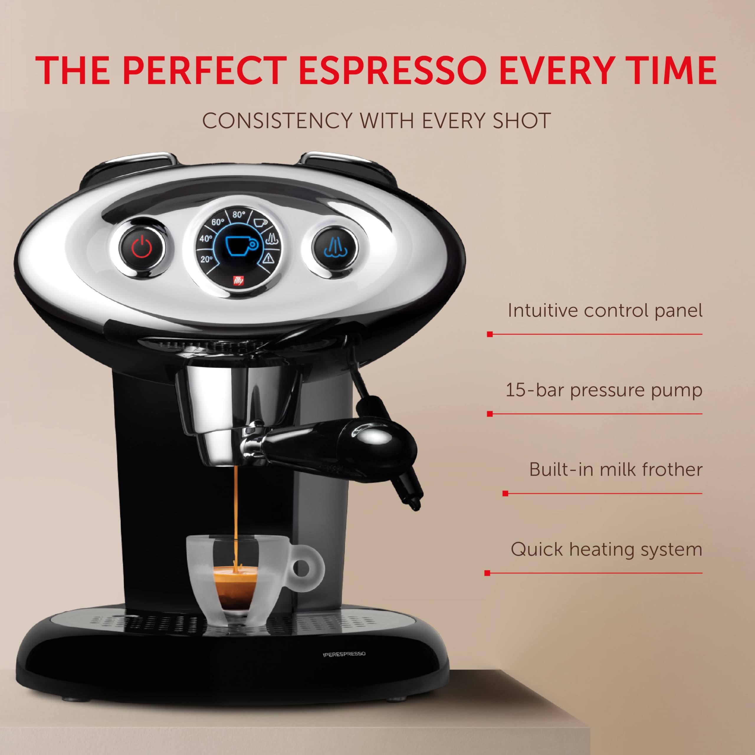 Illy X7.1 Single-Serve Espresso Machine with Milk Frother - Barista Quality for iperEspresso Capsules - Compact Black Coffee Maker for Home & Office Use