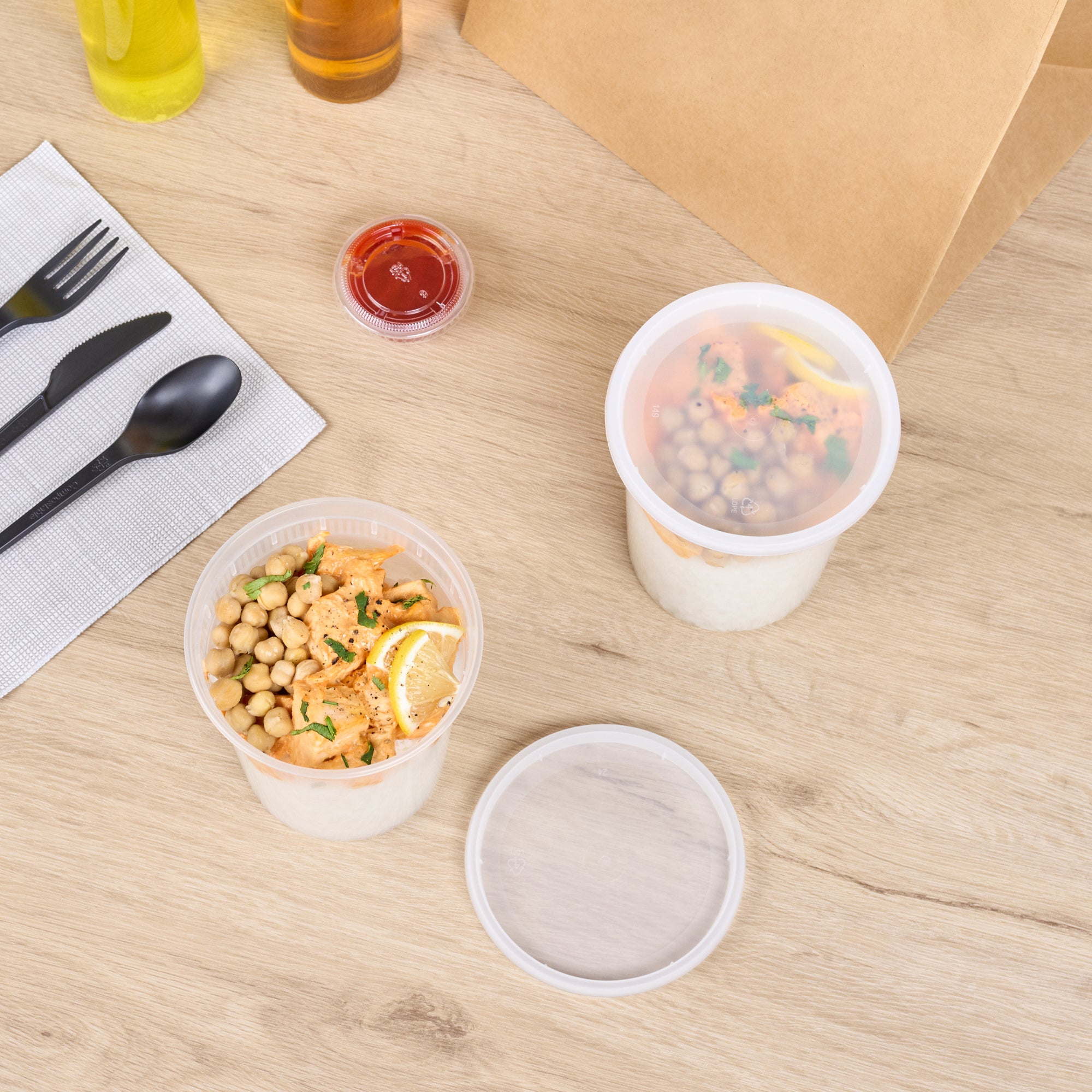 32 oz Round Clear PP Microwave-Safe Soup Containers with Lids (25-Pack) – 4.5