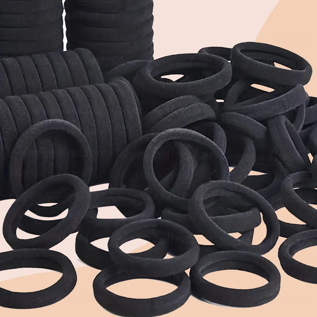 Myra Collection 30 Pcs Black Hair Ties - Soft Elastic Ponytail Holders for Women & Girls - Perfect for School, Workout, Yoga, and Everyday Hair Styling