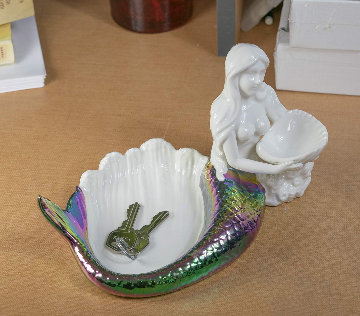Ceramic Mermaid Soap Dish - 8 Inch Bathroom Decor with Drainage Holes | Elegant Soap Holder for Bathroom, Kitchen Sink, or Vanity | Perfect Gift for Mermaid Lovers & Home Decor Enthusiasts