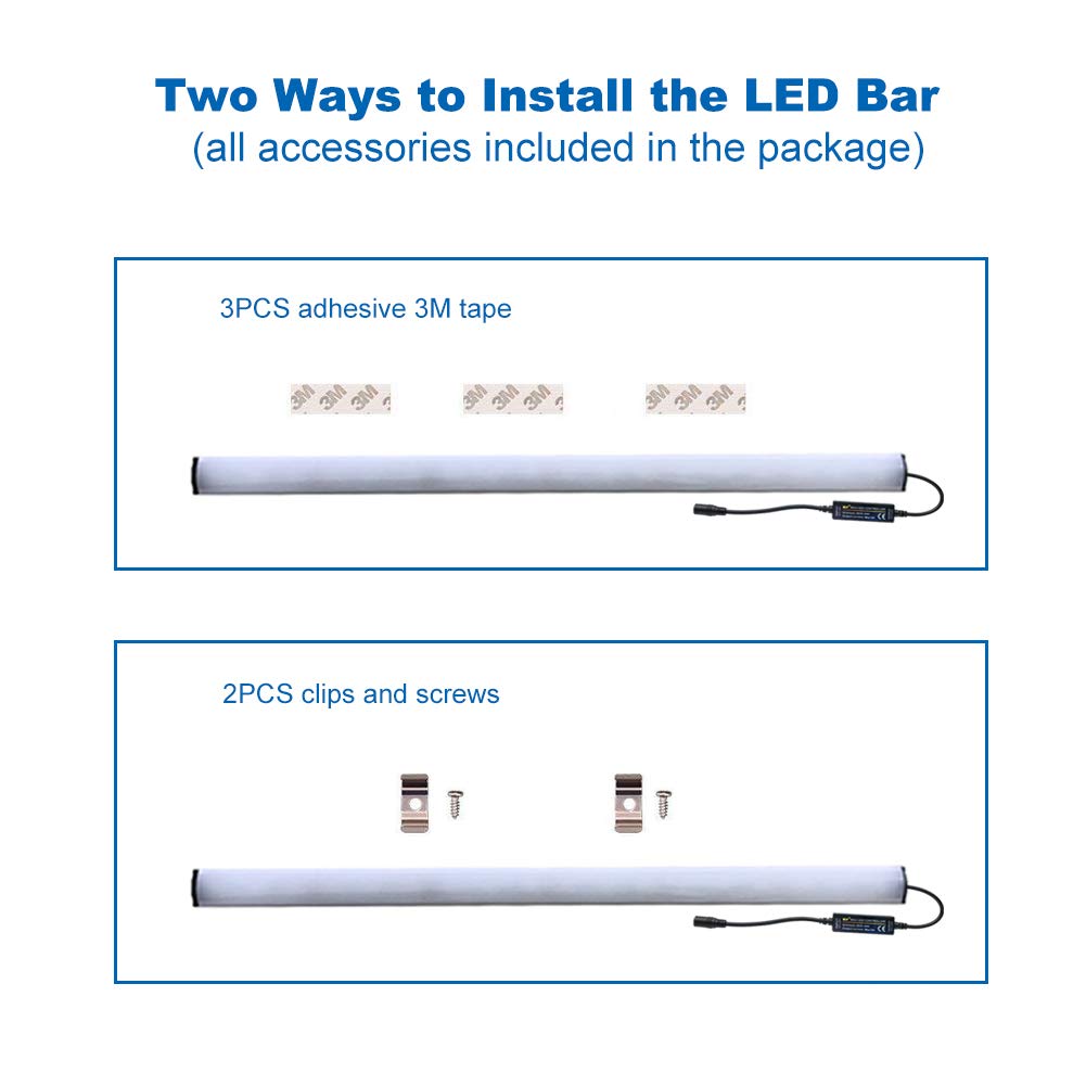 12 Inch Wireless LED Light Bar with Remote Control - Dimmable RGB Under Cabinet Lighting Kit for Counter, Closet, Desk, Computer, Bookshelf, Bed & Showcase - Perfect for Home, Office & Gaming Setup