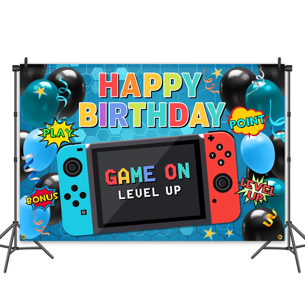 Happy Birthday Gaming Banner - Video Game Themed Backdrop for Parties, Gaming Decorations & Props - Perfect for Birthday Celebrations, Streamer Events & Gaming Room Decor
