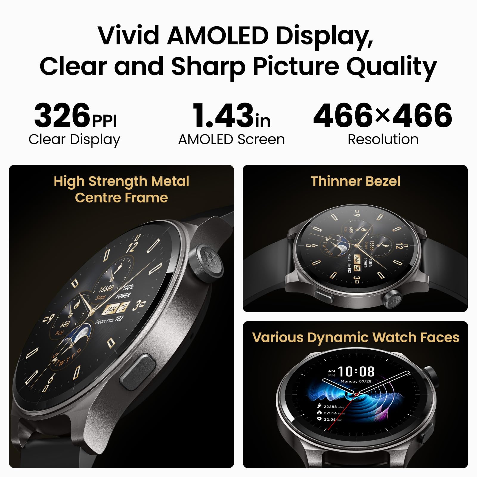 TOZO S5 Smart Watch with AMOLED Display - 1.43