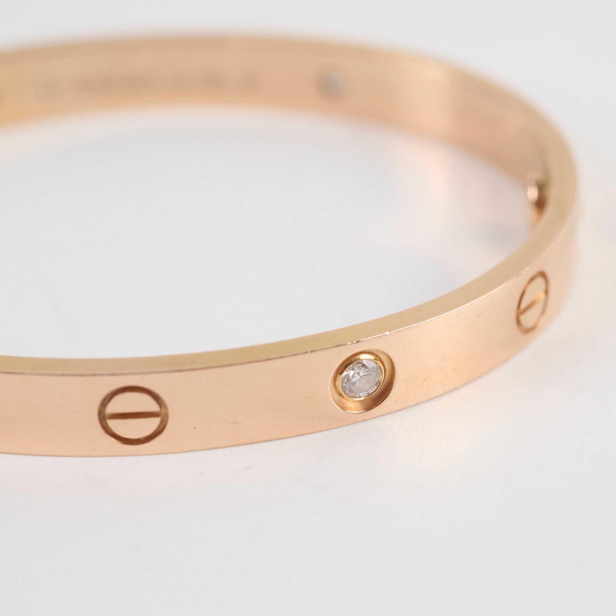 Cartier 4 Diamond Love Bracelet 18K Gold Size 17 - Luxury Jewelry Gift for Women, Anniversary & Valentine's Day