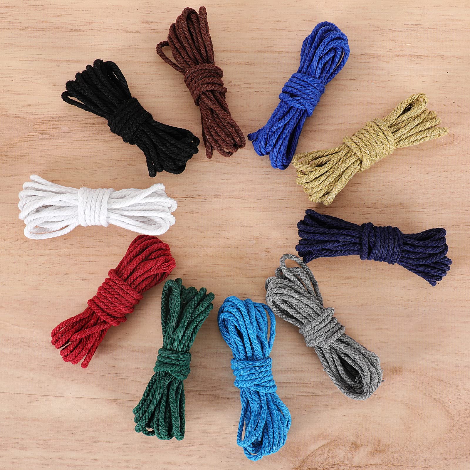 3mm x 328yd Macrame Cord - 100% Natural Cotton Rope for DIY Crafts, Knitting & Plant Hangers | 4 Strand Twisted Cotton String | Perfect for Wedding Decor, Wall Hangings & Boho Home Decor (Green)