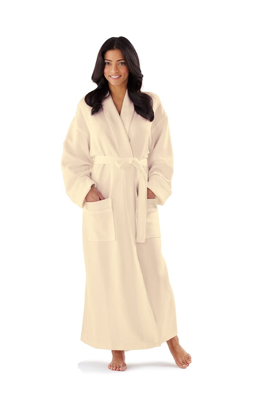 Boca Terry Women's Soft Waffle Knit Bathrobe - Long White Hotel Spa Robe with Pockets - Perfect for Home, Spa, and Luxury Hotel Relaxation